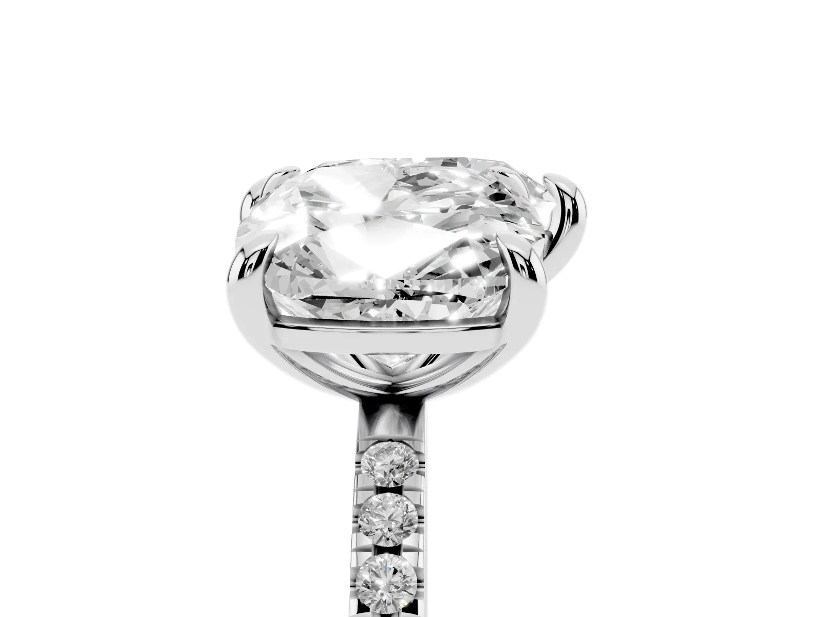 Cushion and Heart Toi Moi Ring with Prong Setting and Pave Band White gold