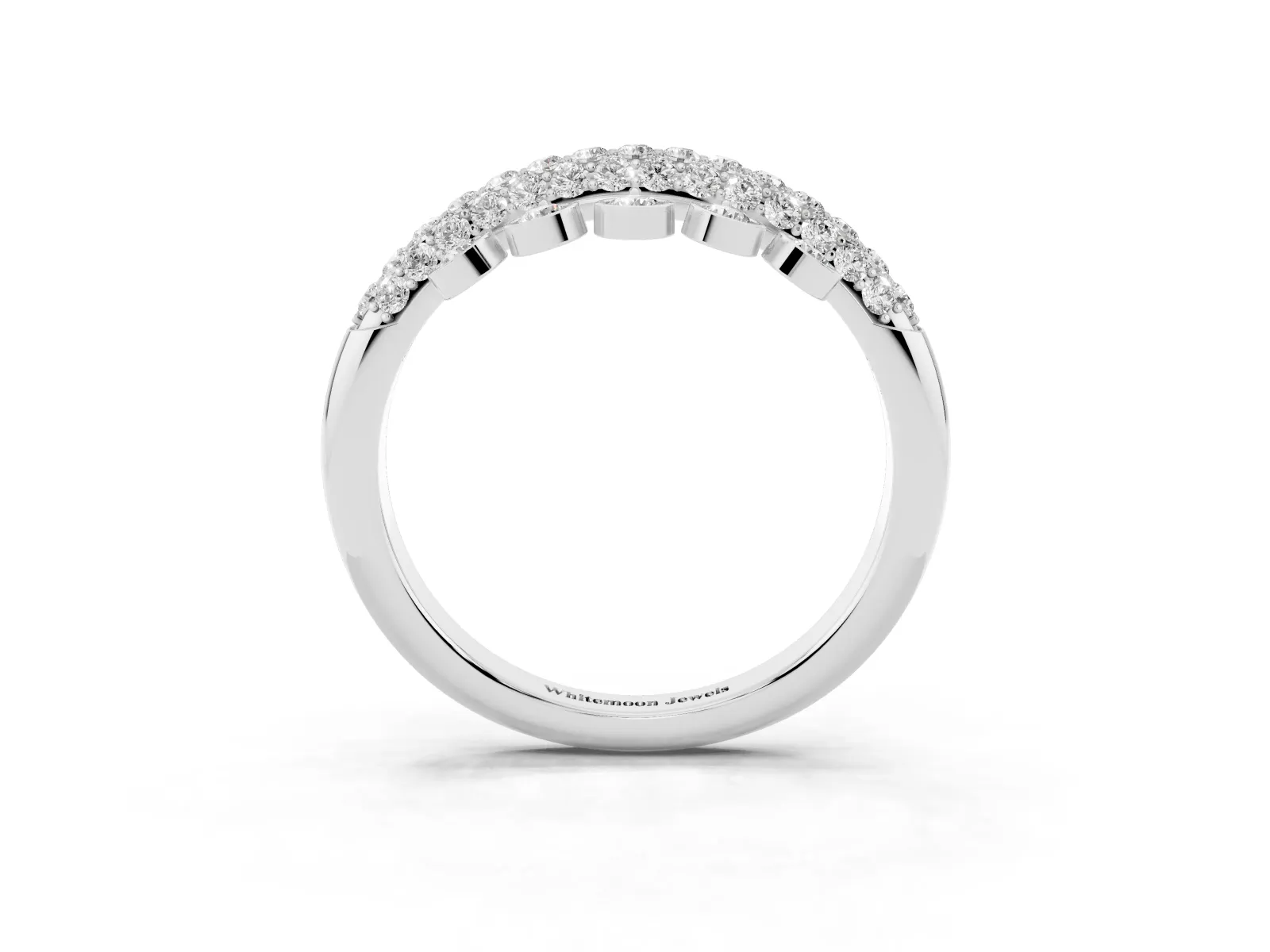 Round Diamond Dangle Promise Ring with Round Diamond Pavé Silver