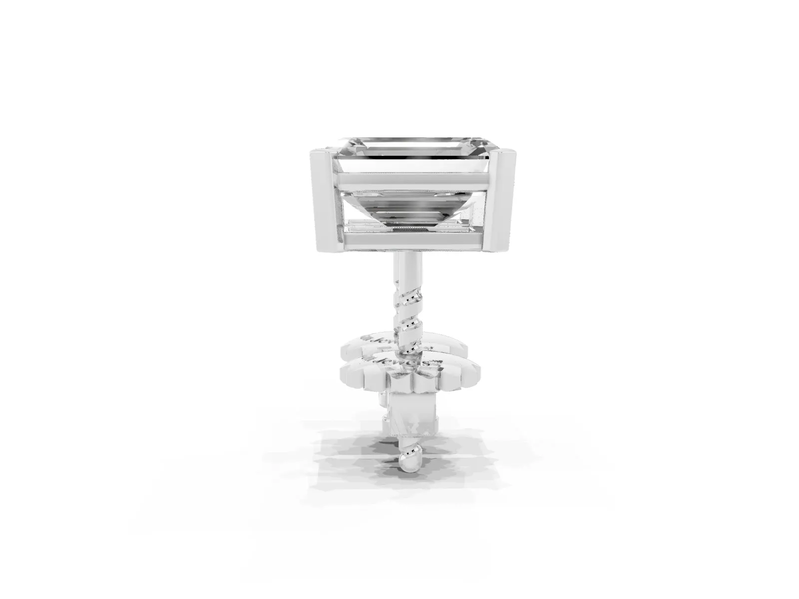 Emerald Cut Diamond Stud Earrings Platinum