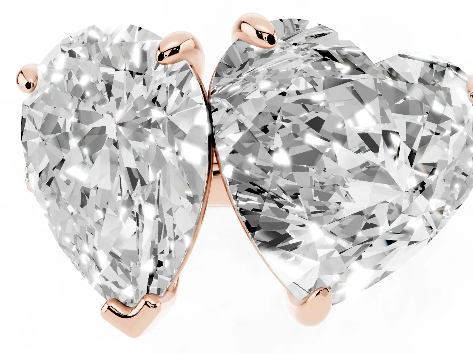 Pear and Heart Toi Moi Ring with Prong Setting and Micro Pave Band Rose gold