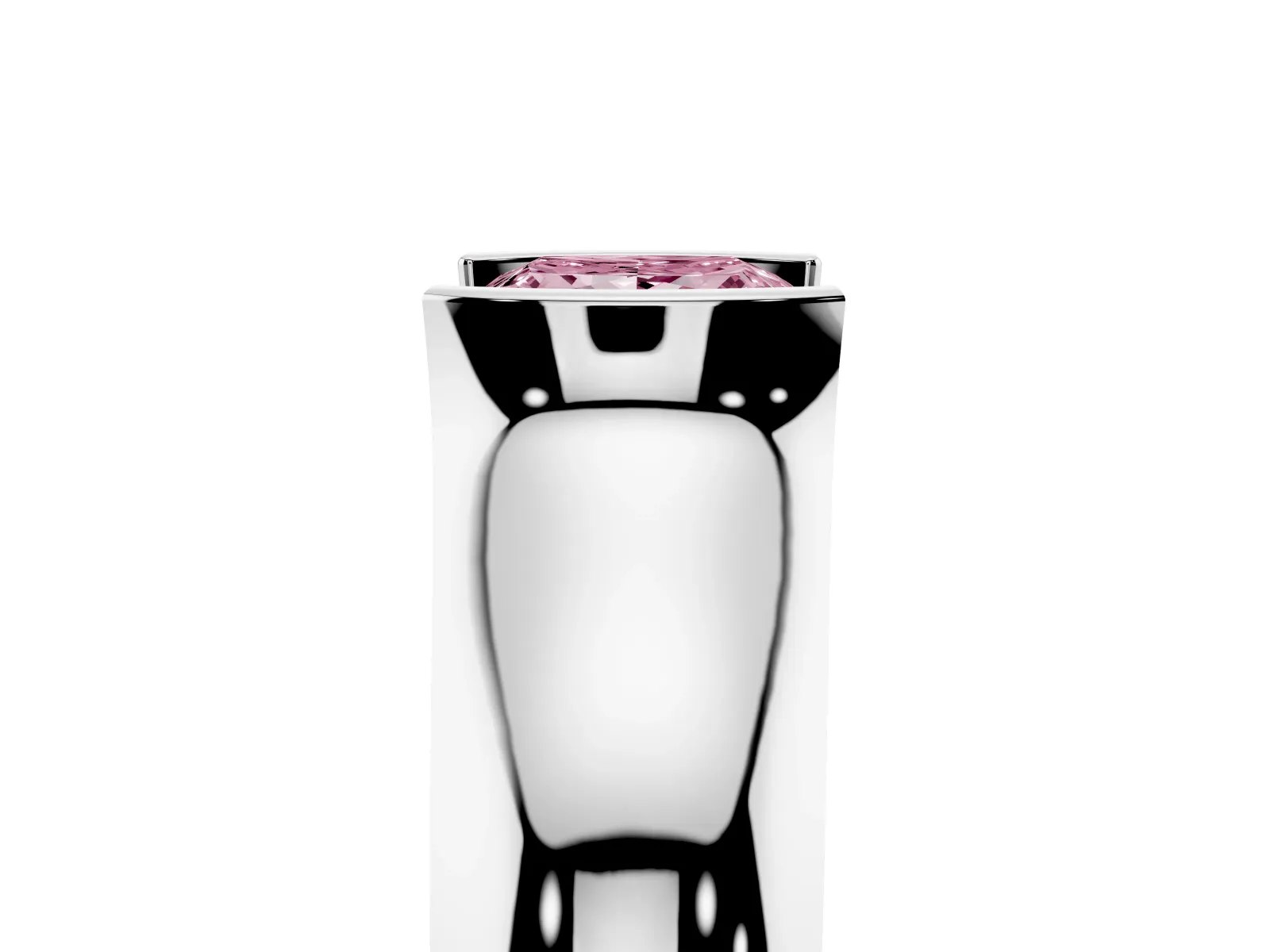 Fancy Pink Princess Cut Solitaire Bezel Set Diamond Ring with Wide Band White gold