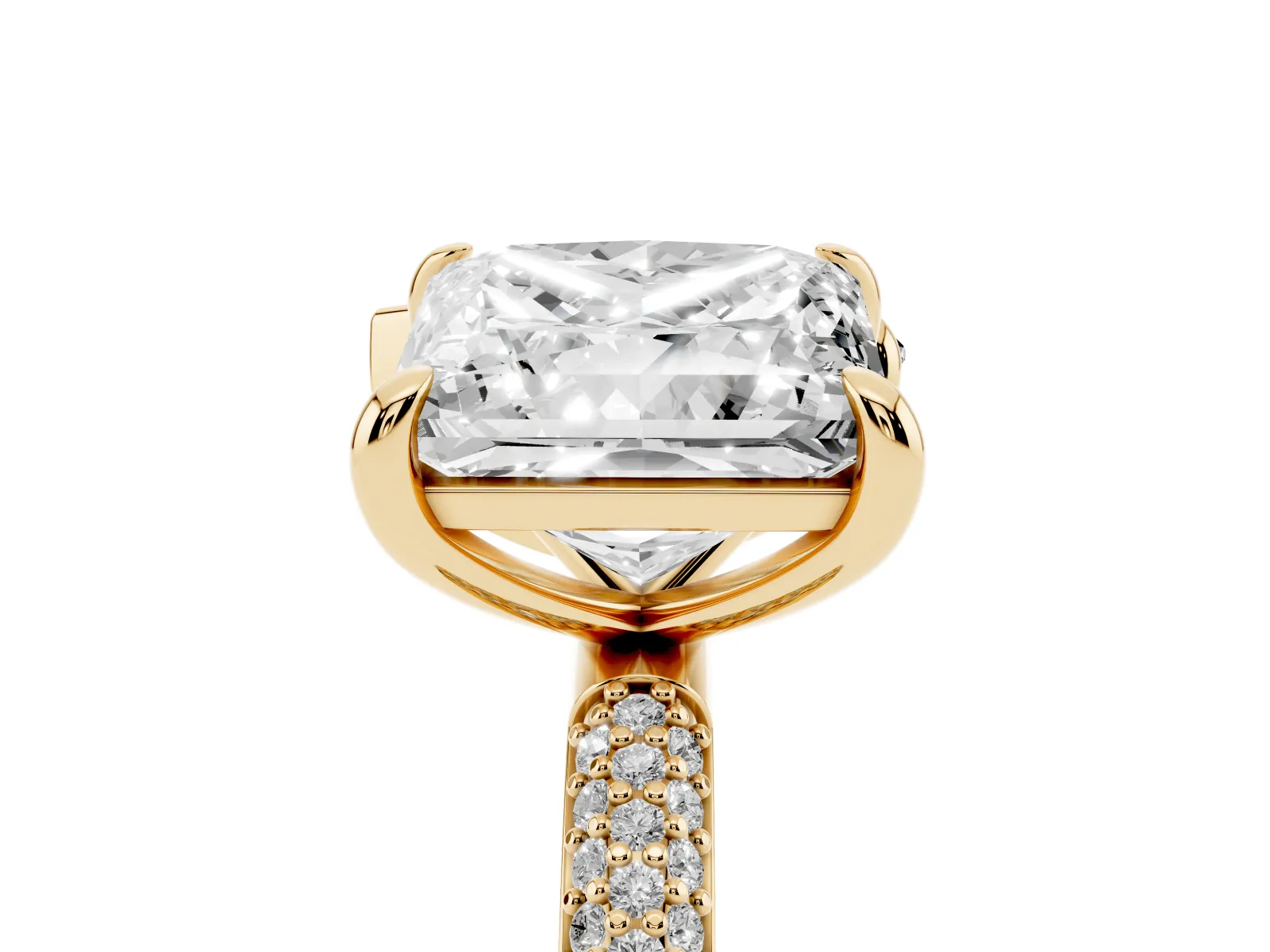 Pear and Princess Toi Moi Ring with Prong Setting and Pave Band Yellow gold