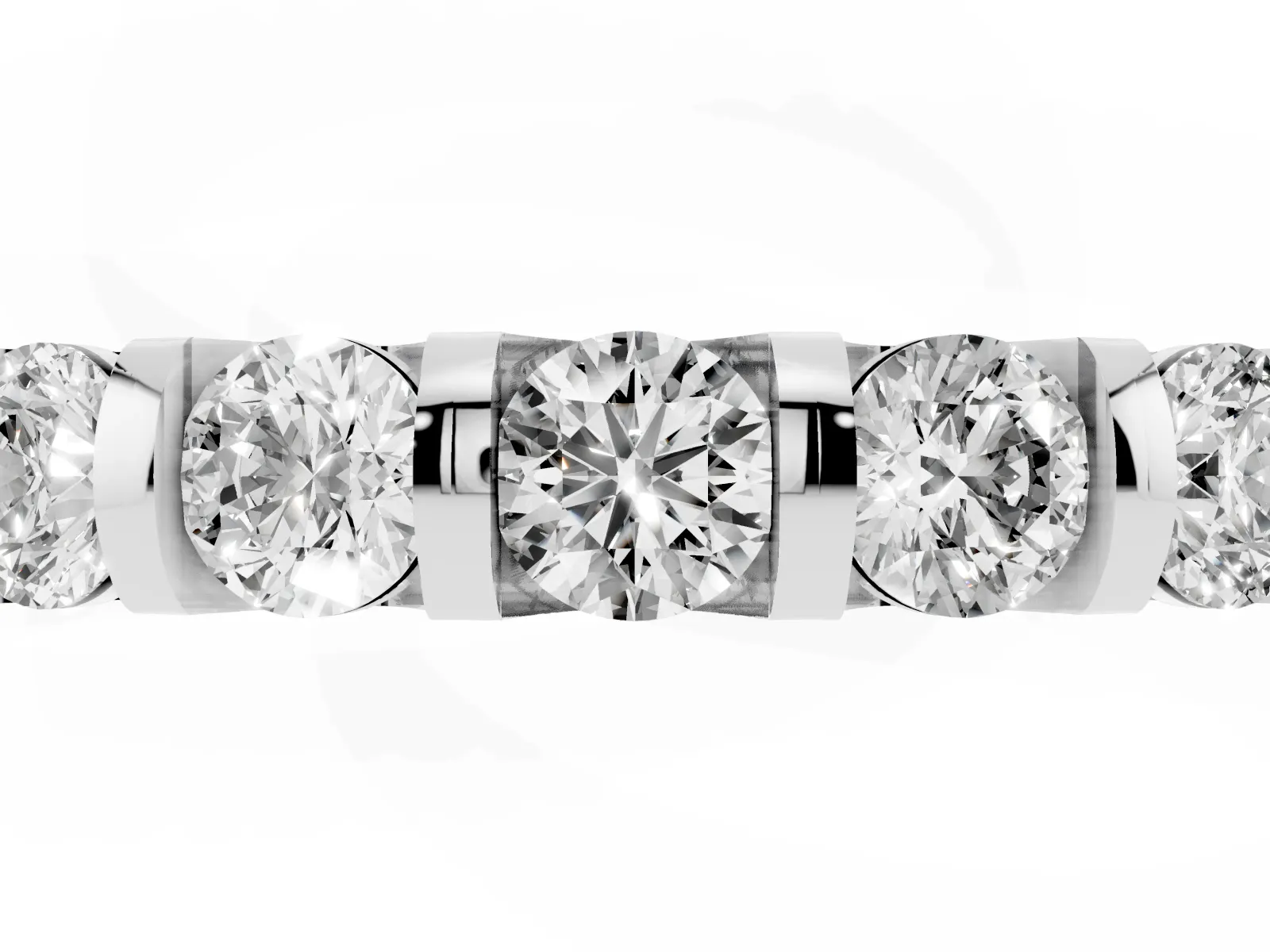 Five-Stone Round Diamond Half-Eternity Bar-Set Ring Silver