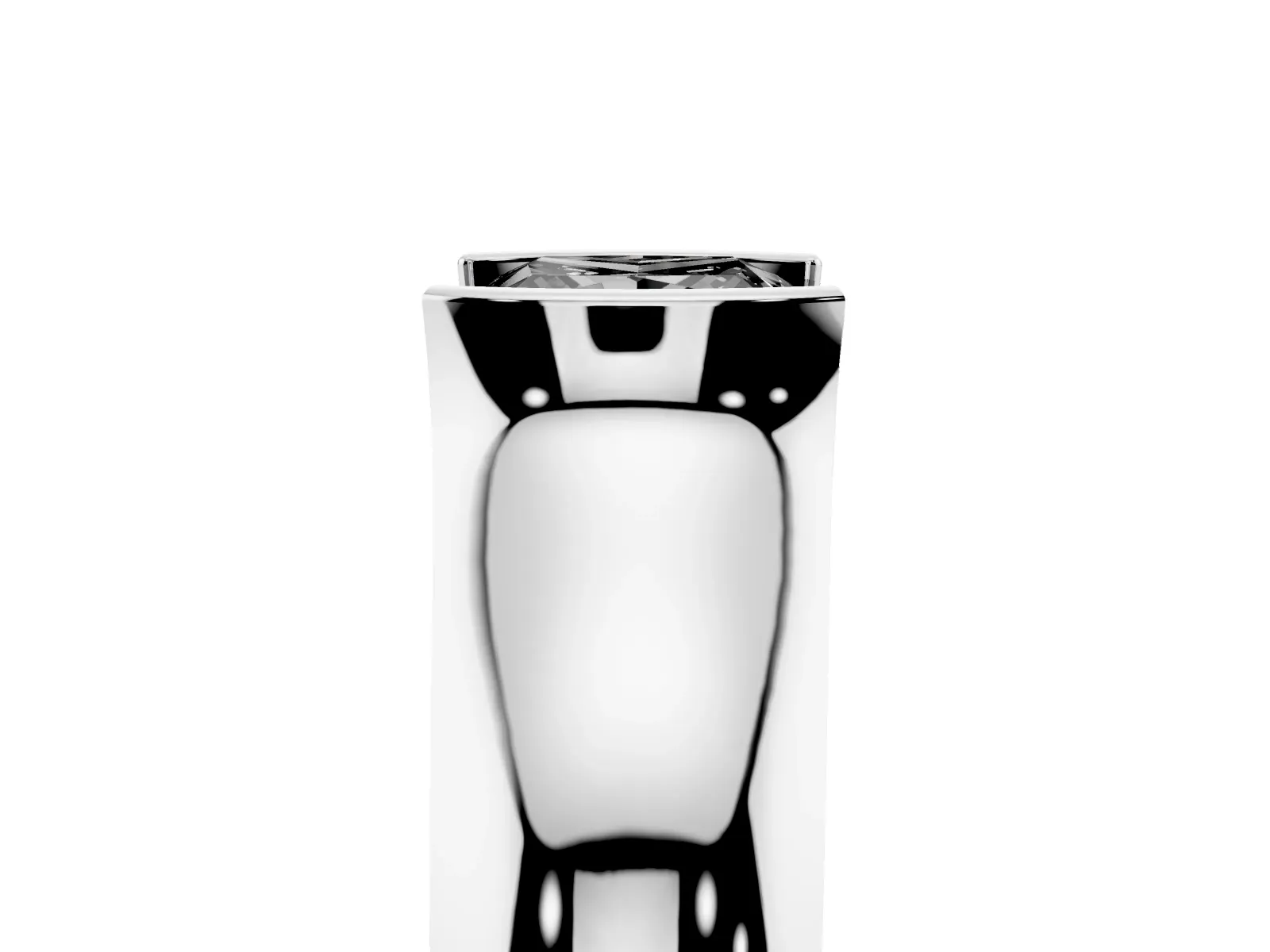Fancy Black Princess Cut Solitaire Bezel Set Diamond Ring with Wide Band White gold