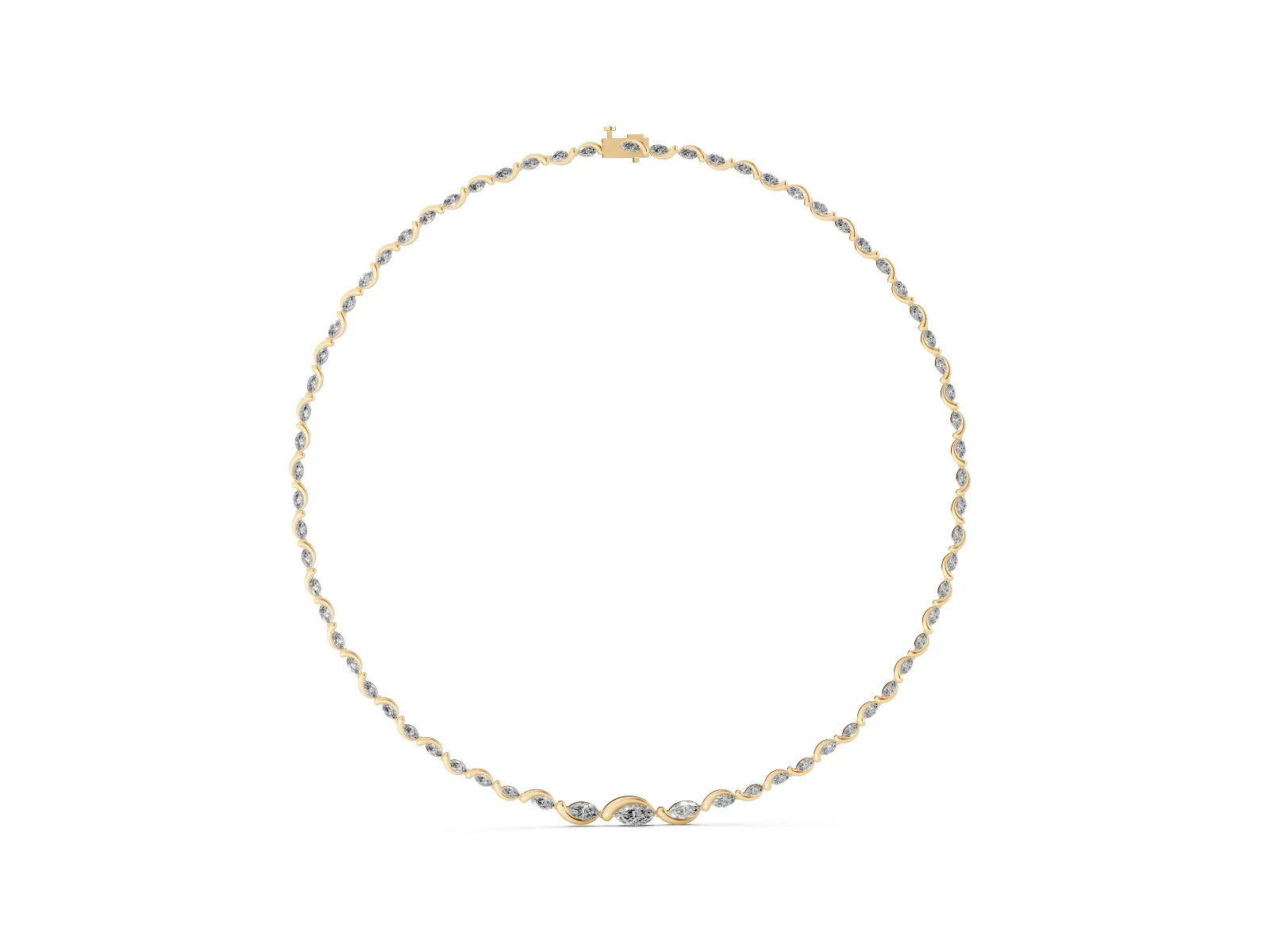 Marquise Diamond Riviera Necklace Yellow gold
