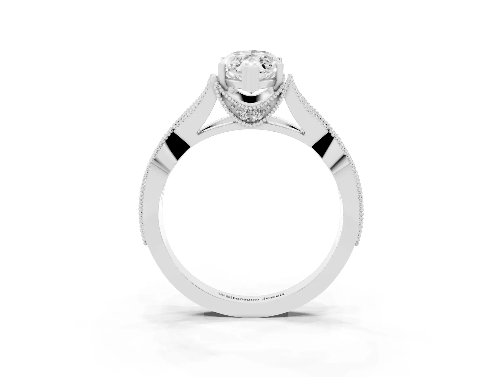 Marquise Cut Cut Diamond Twisted Band with Milgrain Pave Setting and Four-Prong Setting Platinum