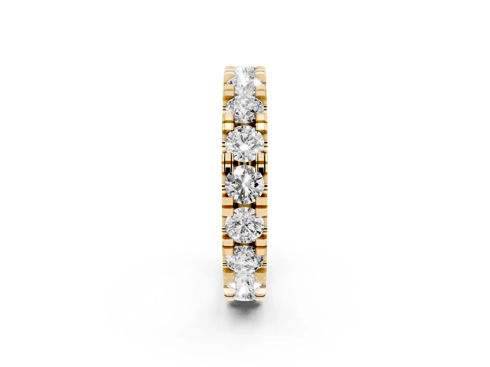 Round Diamond Full Eternity Band with U-Prong Setting Yellow gold