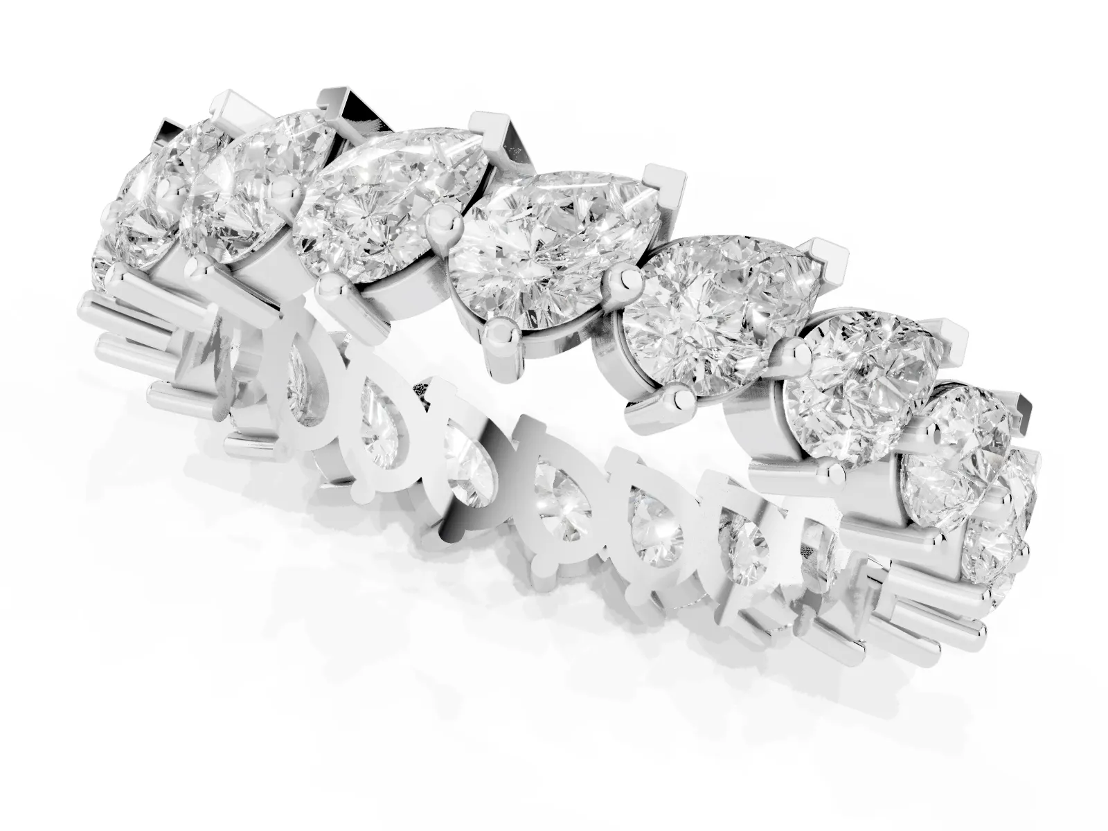 Pear Diamond Full Eternity Band with Shared Prong Setting Platinum