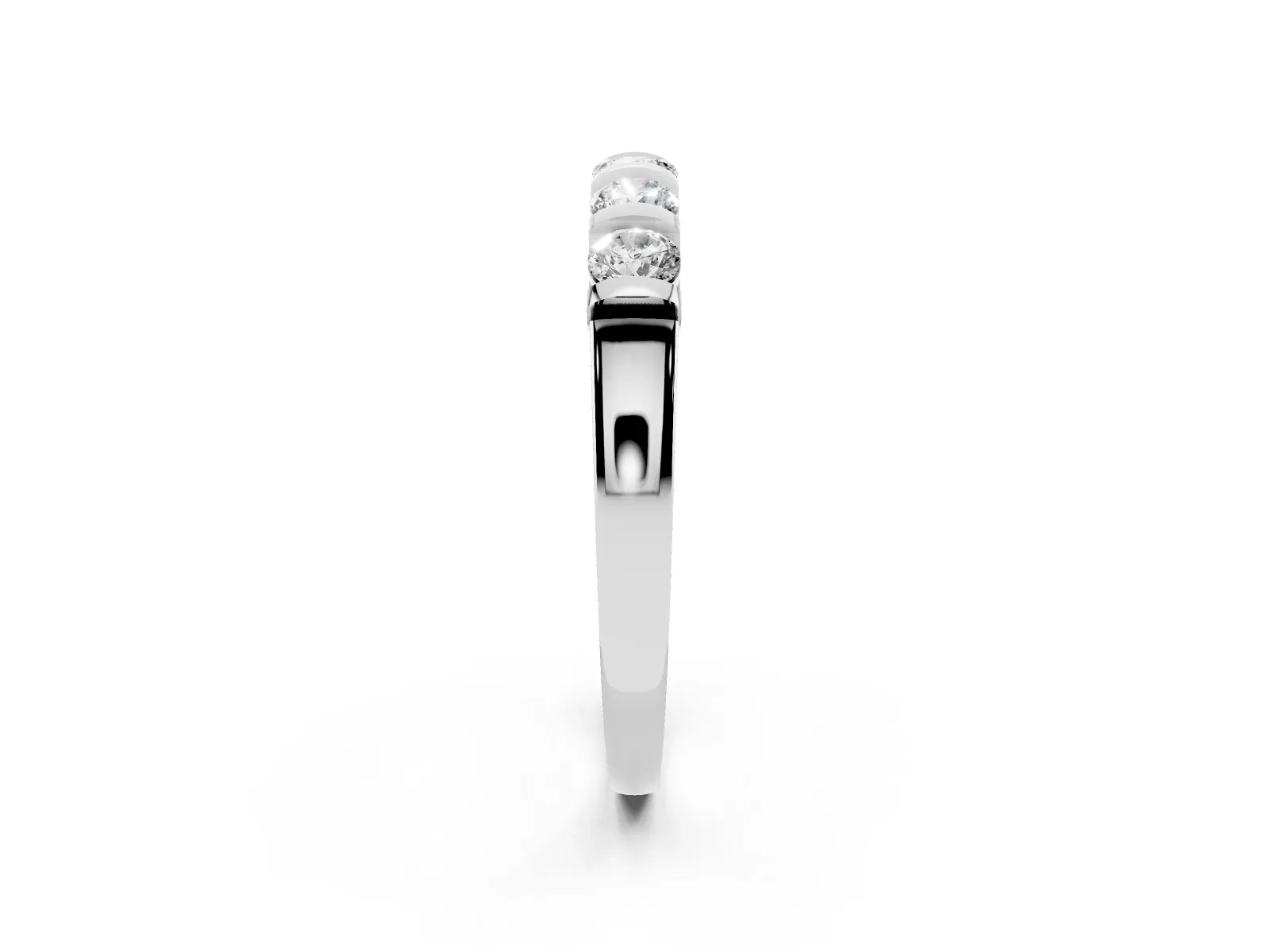 Five-Stone Round Diamond Half-Eternity Bar-Set Ring Silver