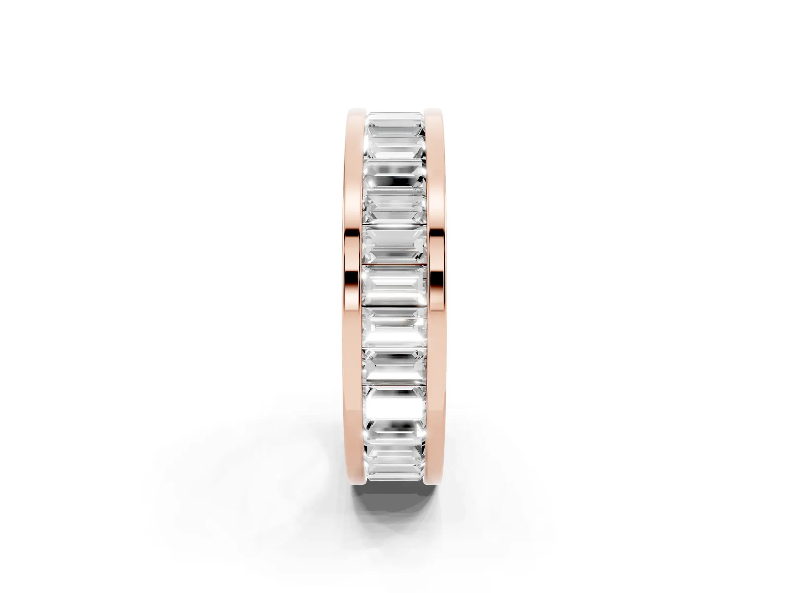 baguette Cut eternity band with channel set Rose gold