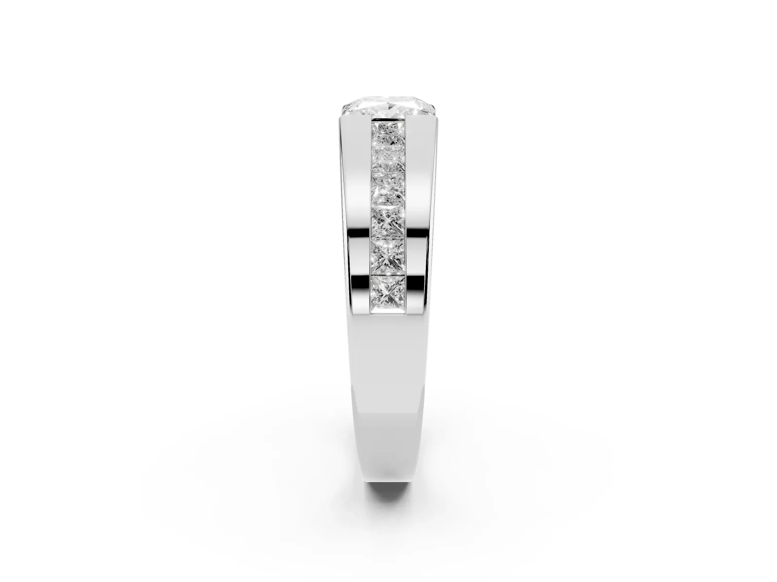 Princess Diamond Channel Set Mens Ring Platinum