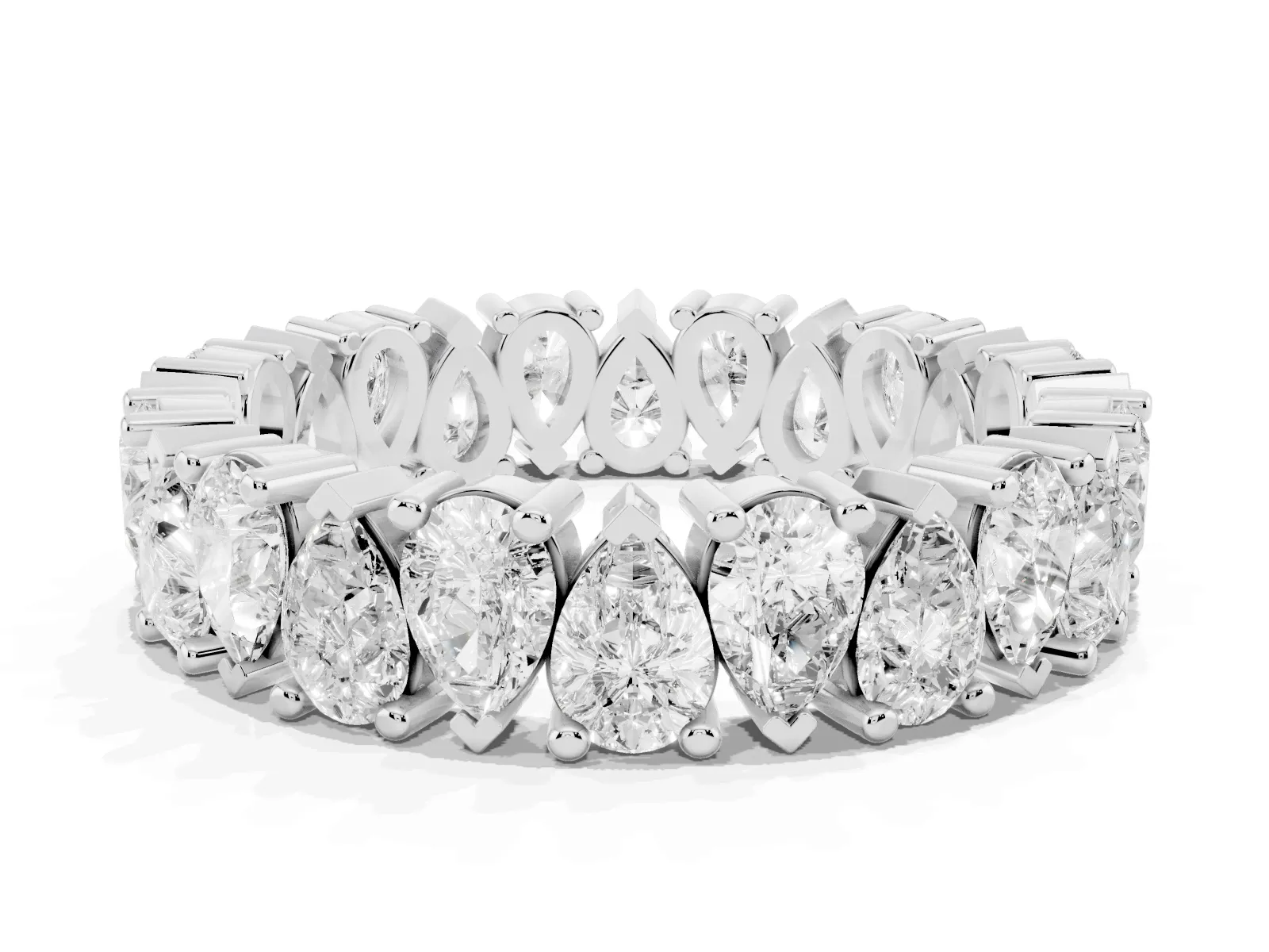 Pear Diamond Shared Prong Eternity Band Platinum