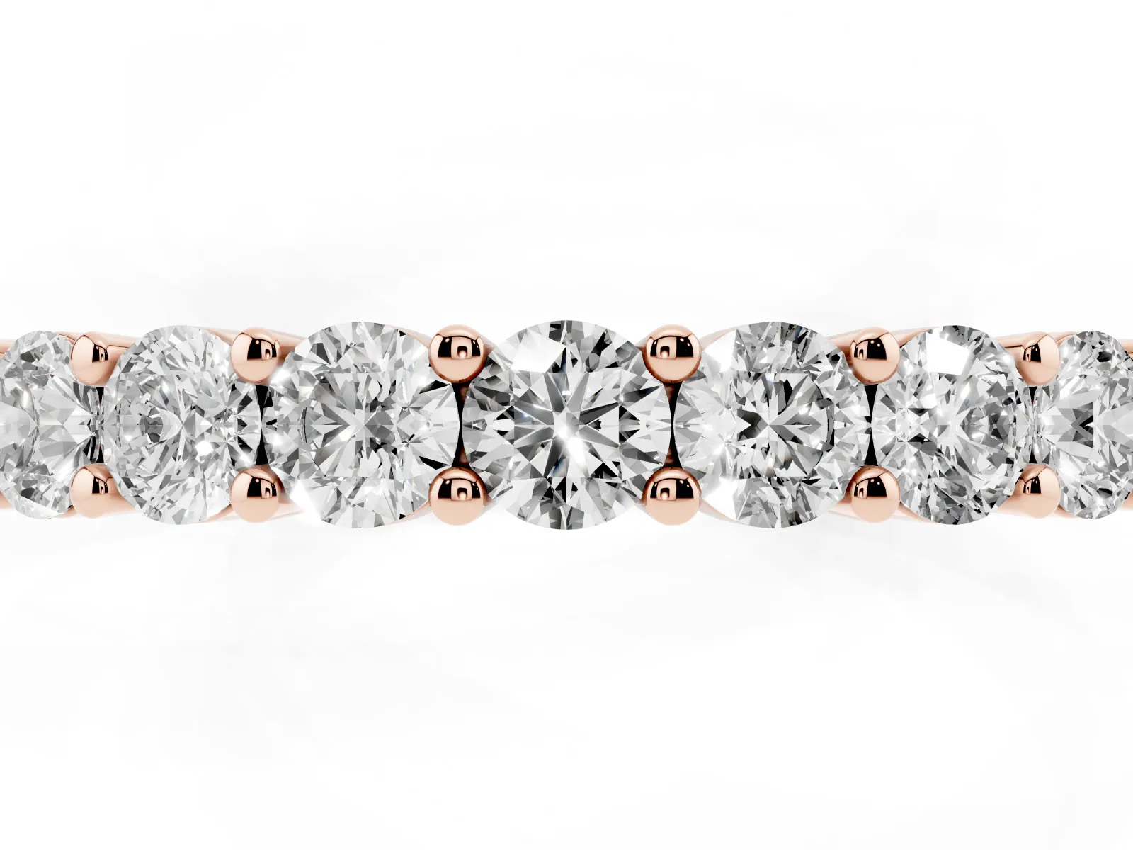 Alternating Round Diamond Promise Ring with Round Diamond Accents Rose gold