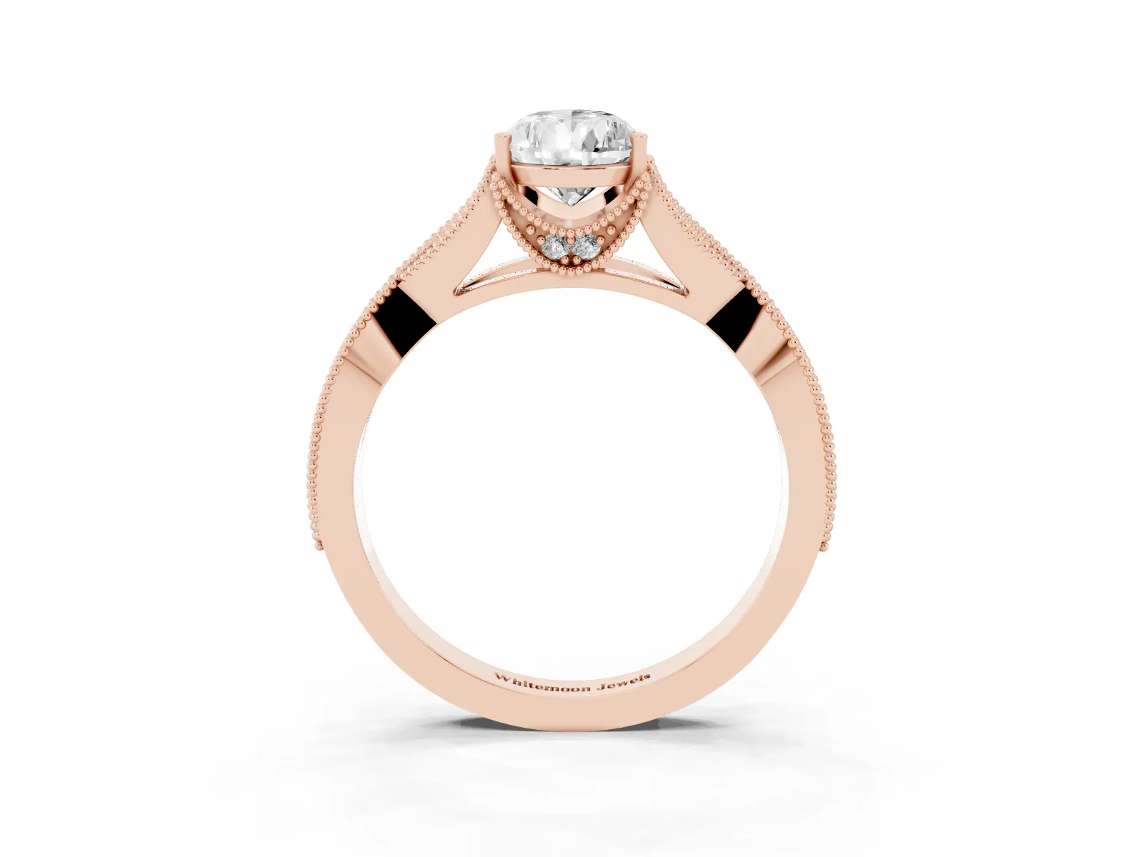 Pear Cut Cut Diamond Twisted Band with Milgrain Pave Setting and Four-Prong Setting Rose gold