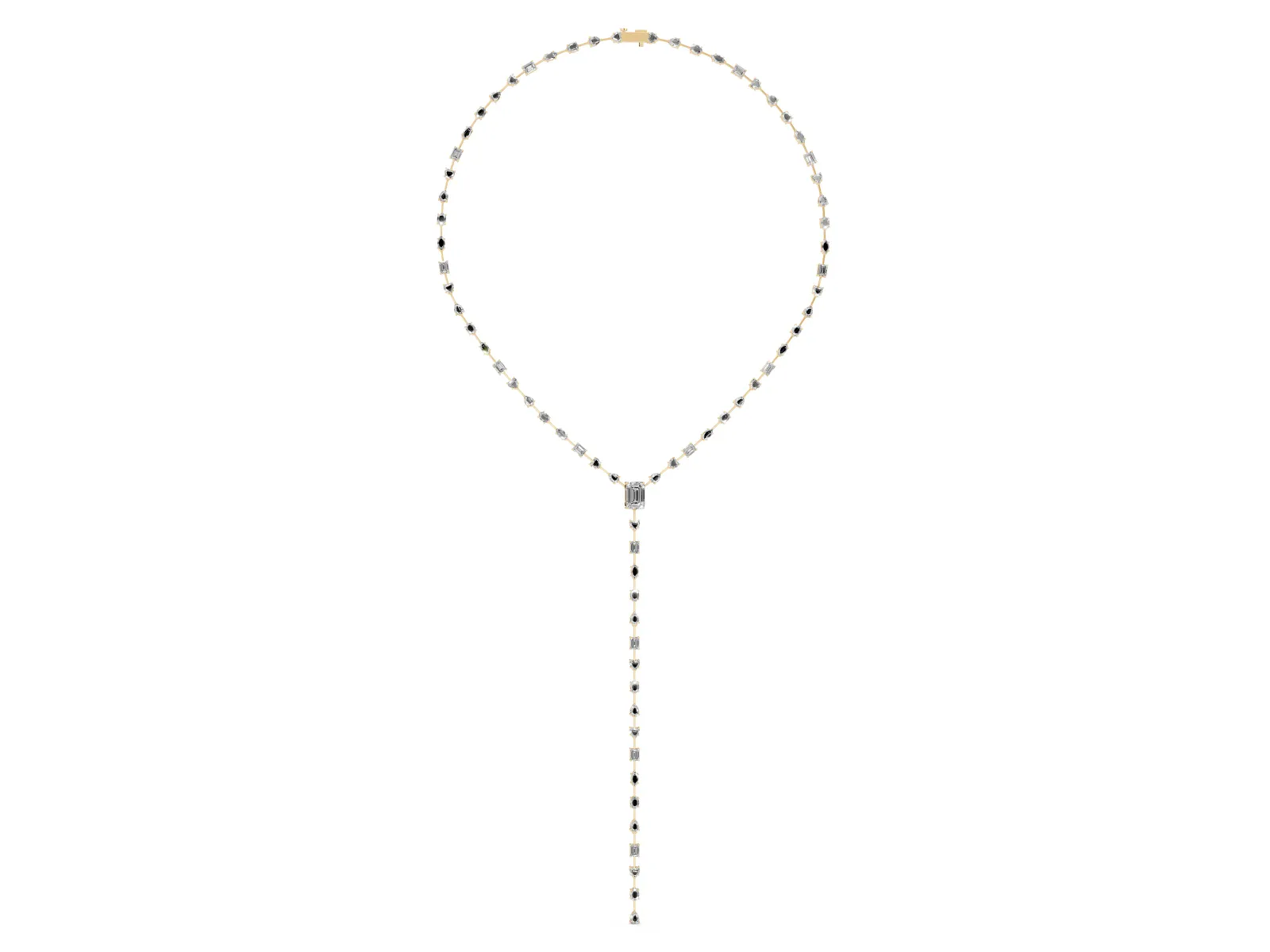 Mixed Shape Diamond Lariat Necklace with Station Accents Yellow gold