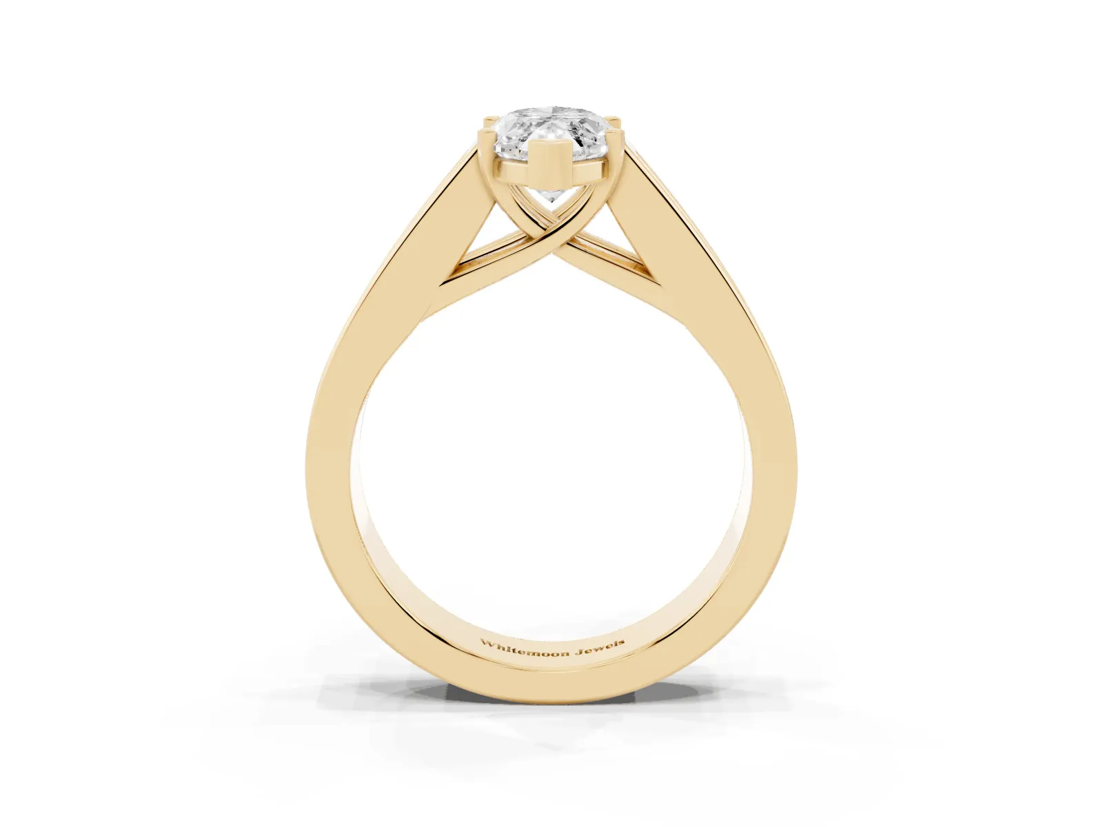 Marquise Cut Cut Channel Set Solitaire Ring with Four-Prong Setting Yellow gold
