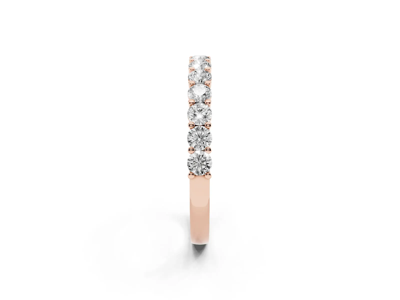 Alternating Round Diamond Promise Ring with Round Diamond Accents Rose gold