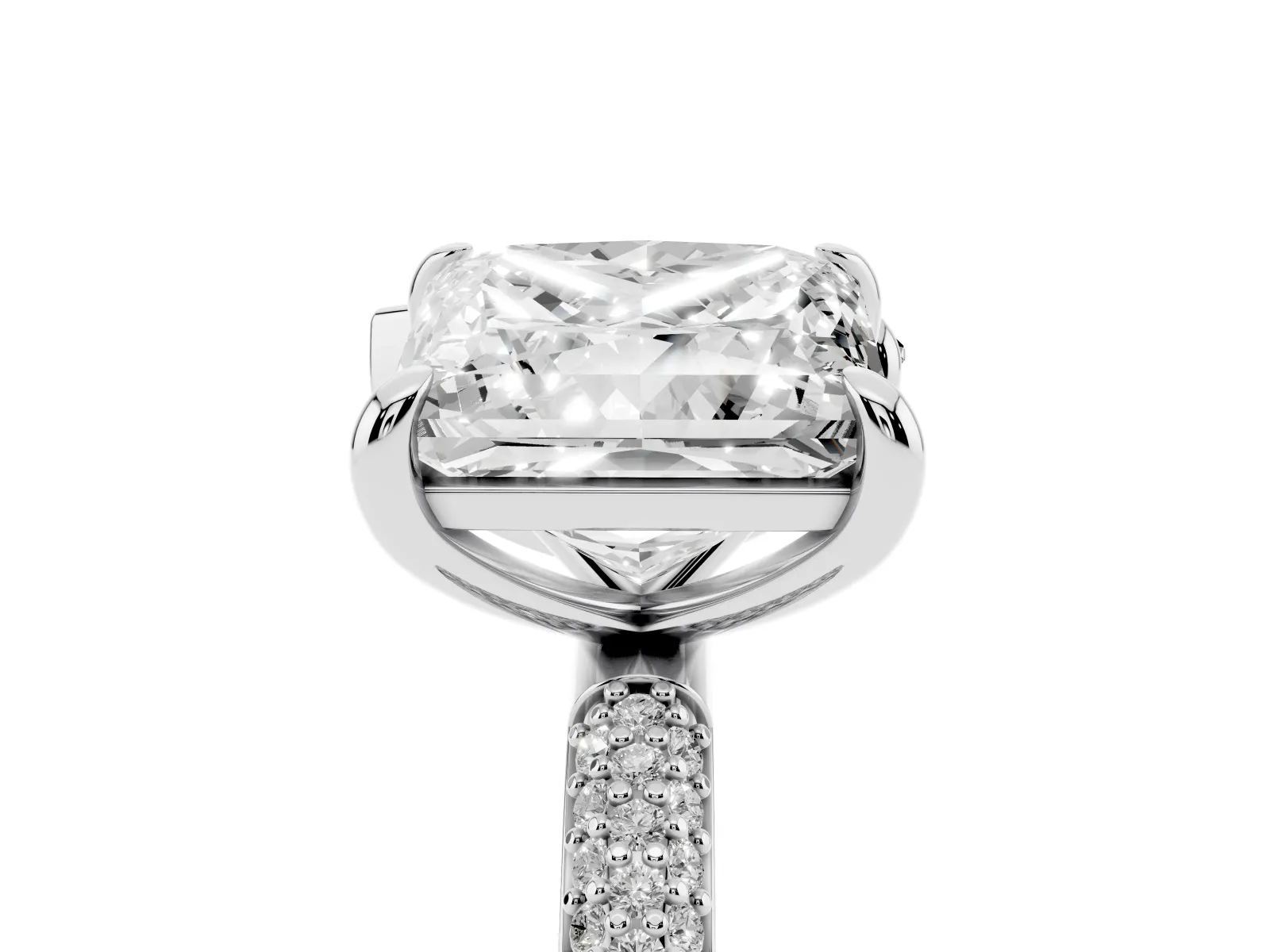 Pear and Princess Toi Moi Ring with Prong Setting and Pave Band Platinum