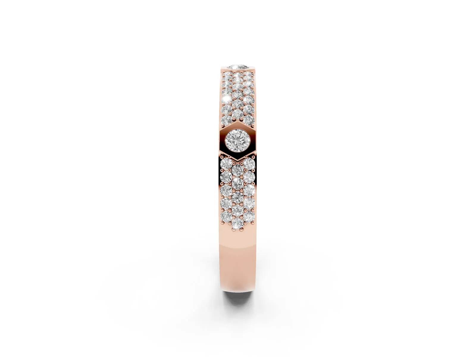 Round Diamond Pavé Promise Ring with Round Diamond Accents Rose gold