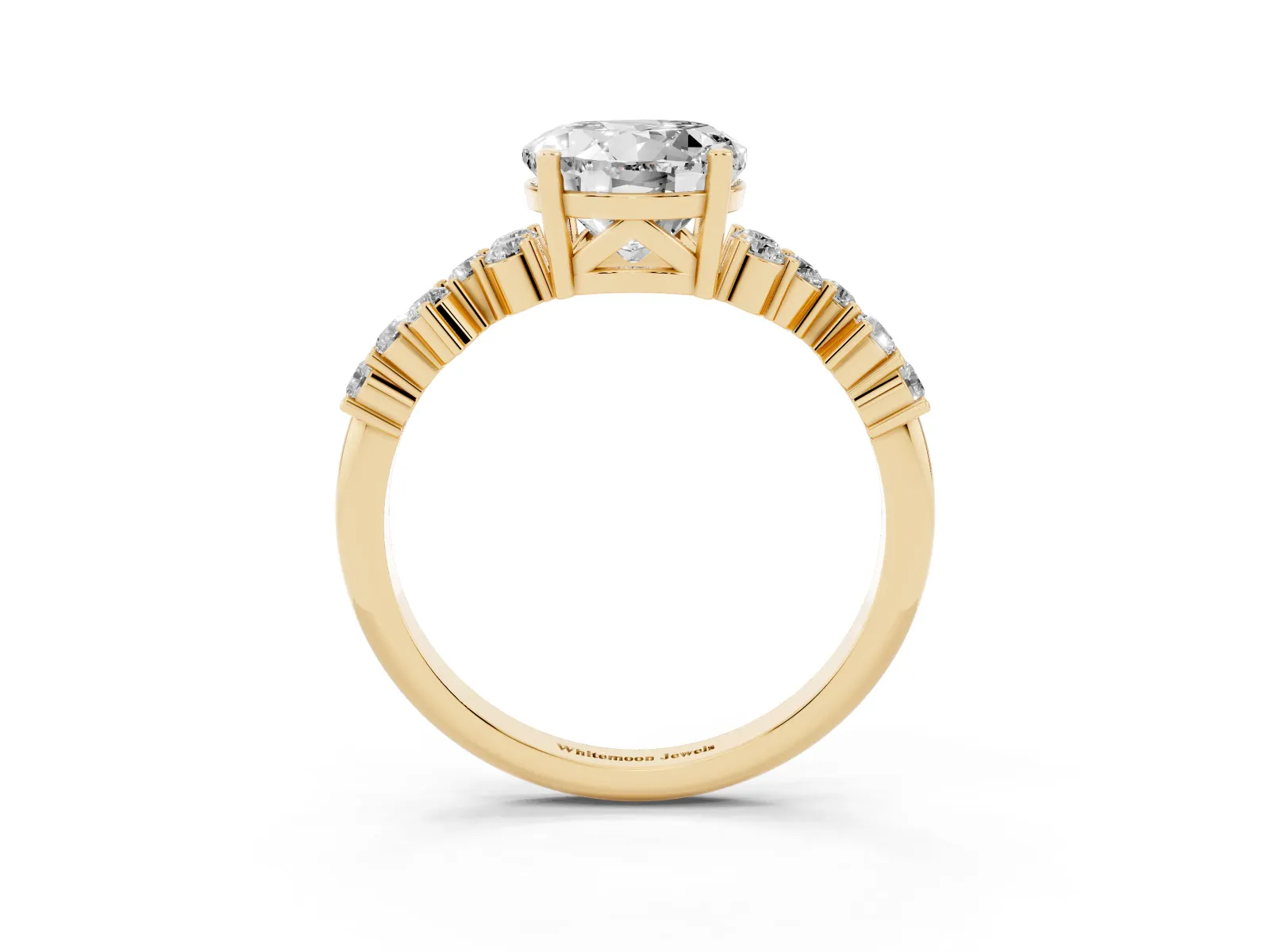 Round Cut Diamond Scattered Round Accent Ring with Prong Setting Yellow gold