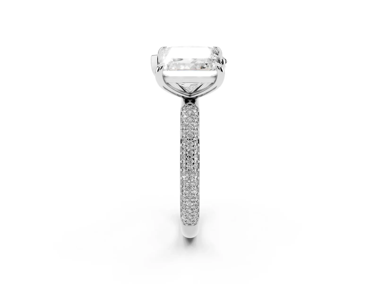 Pear and Princess Toi Moi Ring with Prong Setting and Pave Band Platinum