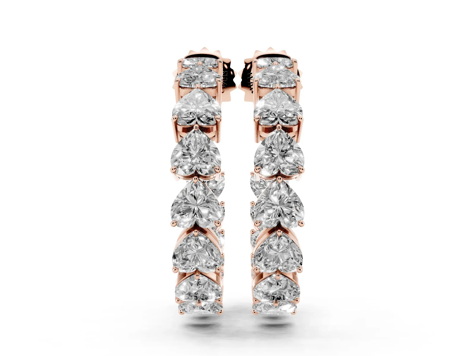Heart Diamond Huggie Hoop Earrings Rose gold