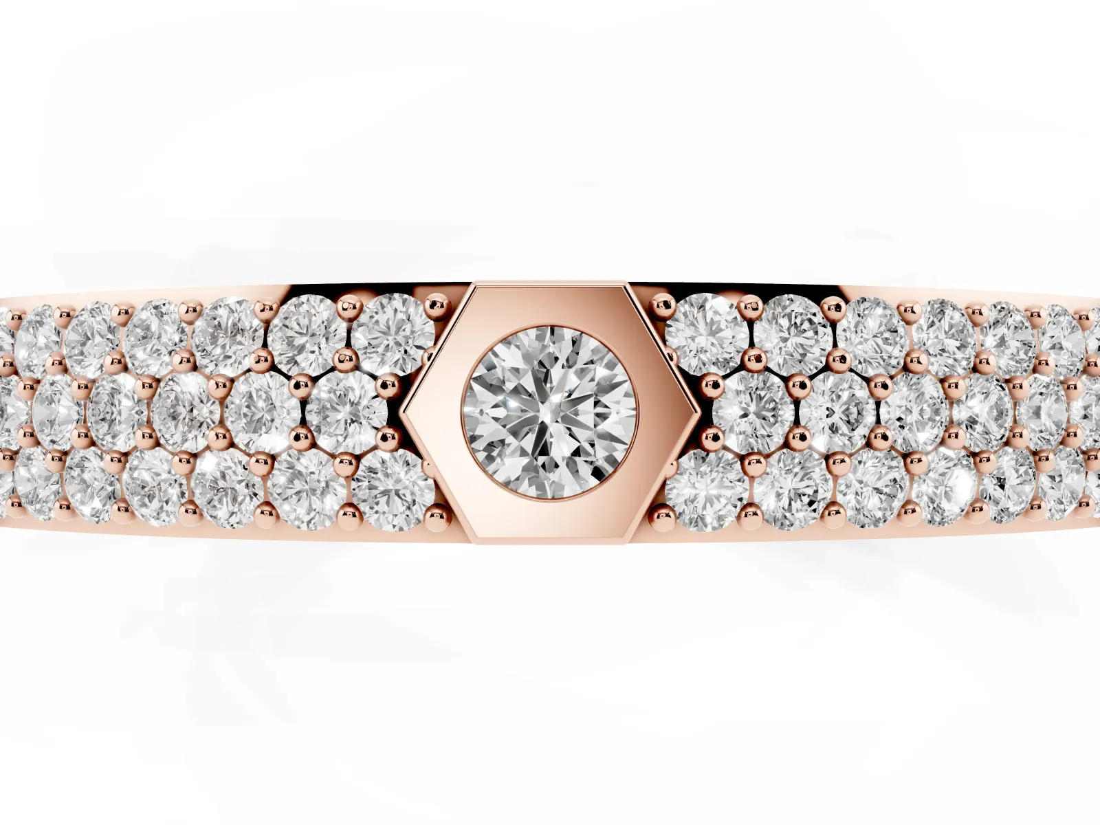 Round Diamond Pavé Promise Ring with Round Diamond Accents Rose gold