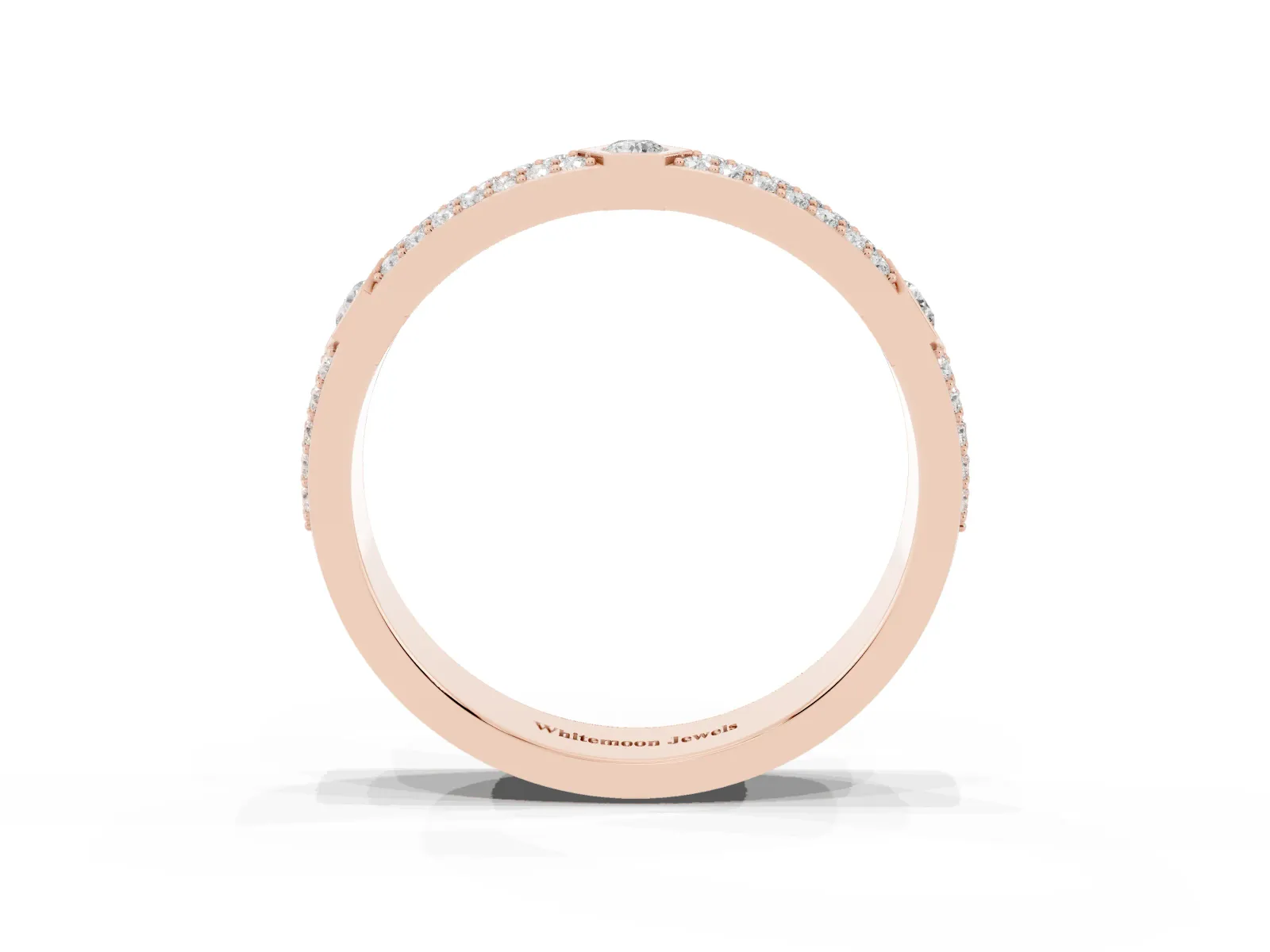 Round Diamond Pavé Promise Ring with Round Diamond Accents Rose gold