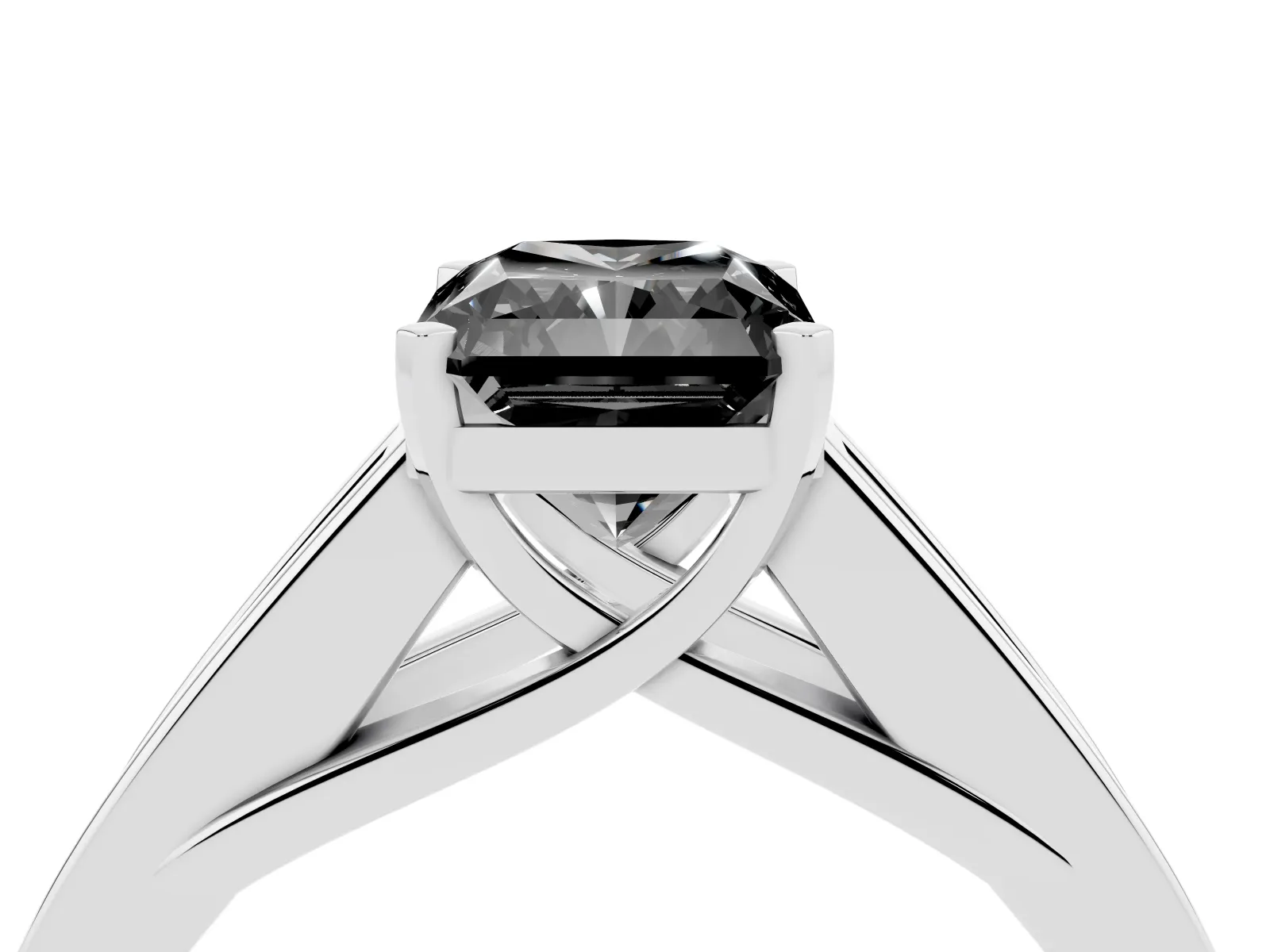 Fancy Black Radiant Cut Cut Channel Set Solitaire Ring with Four-Prong Setting Platinum