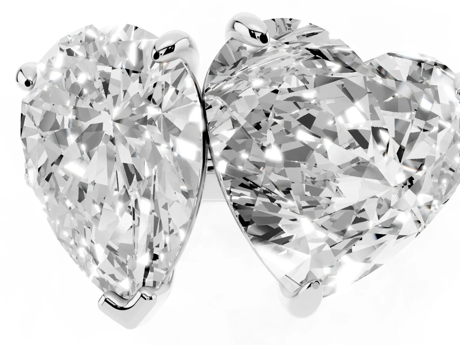 Pear and Heart Toi Moi Ring with Prong Setting and Micro Pave Band White gold