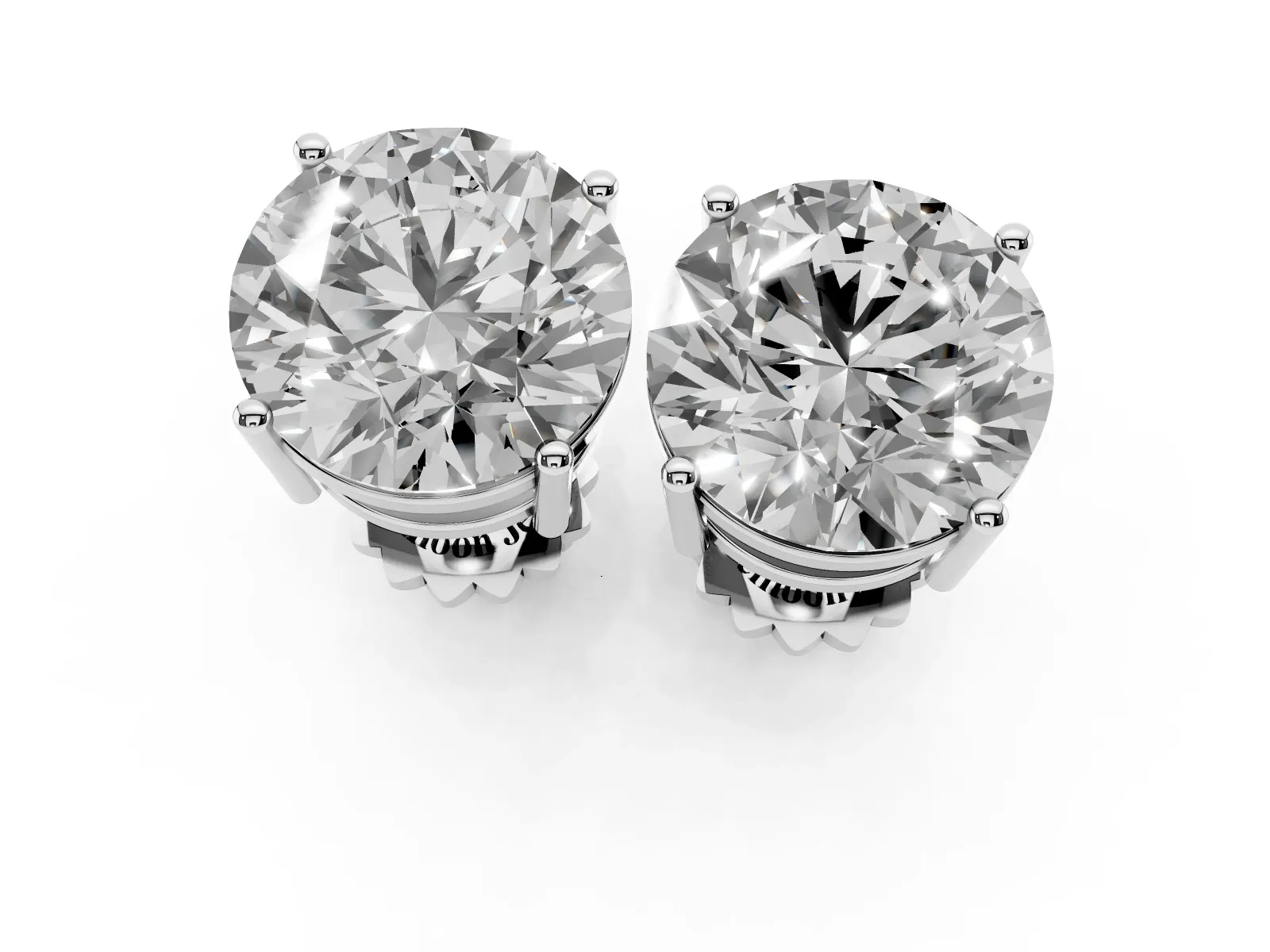 Round Cut Diamond Stud Earrings Platinum