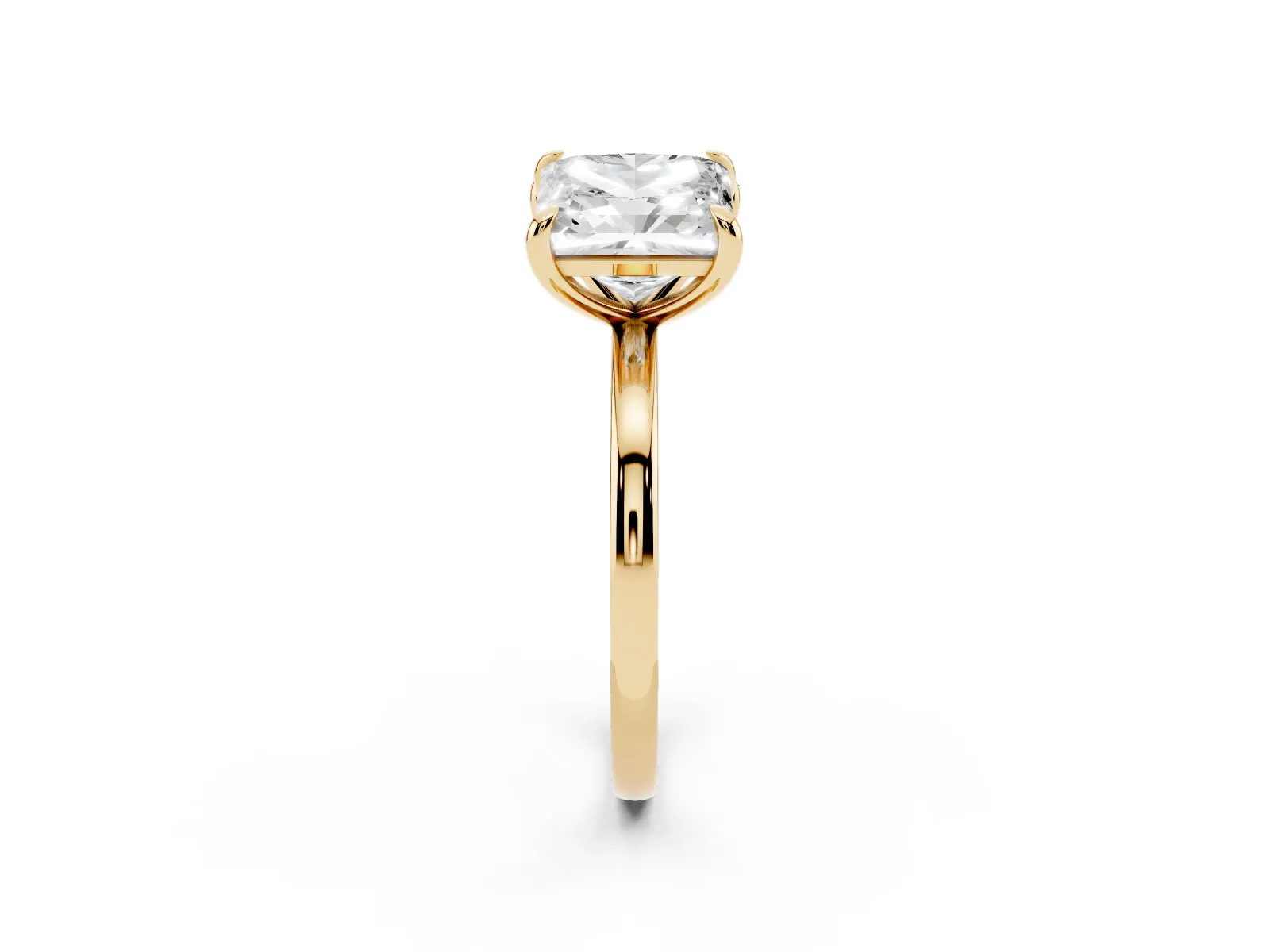 Radiant and Princess Toi Moi Ring with Prong Setting and Plain Band Yellow gold