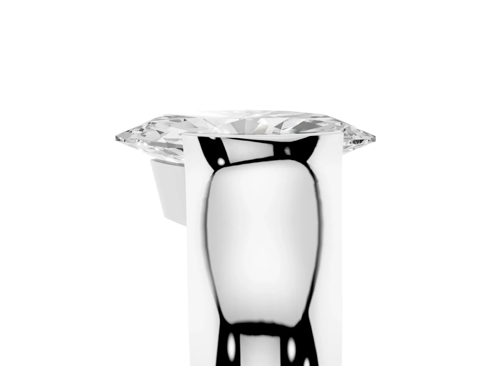 Marquise Cut Solitaire Bezel Set Diamond Ring with Wide Band White gold