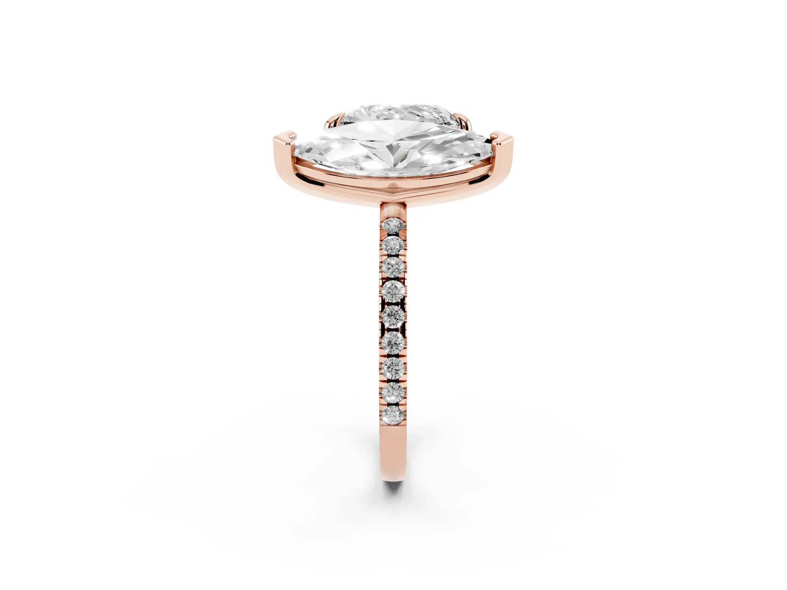 Heart and Marquise Toi Moi Ring with Prong Setting and Pave Band Rose gold