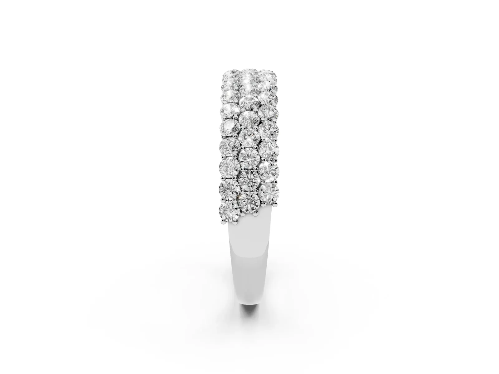 Round Diamond Checkerboard Pavé Promise Ring with Round Diamond Accents Silver