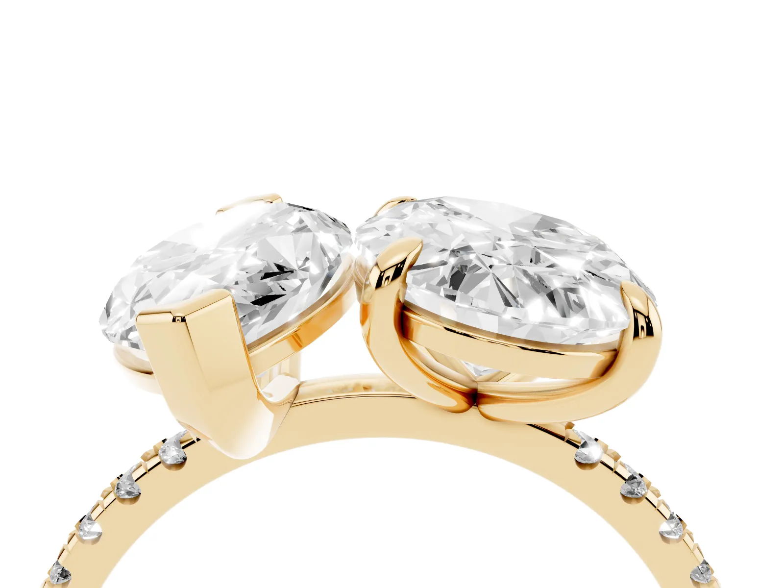 Oval and Marquise Toi Moi Ring with Prong Setting and Pave Band Yellow gold