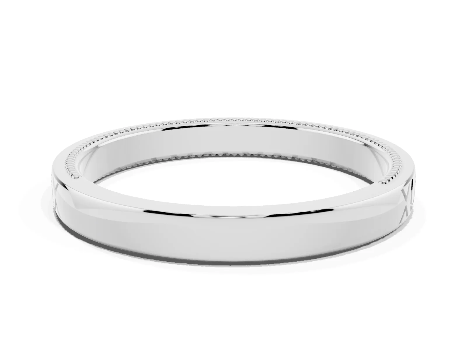 Vintage Engraved Milgrain Band White gold