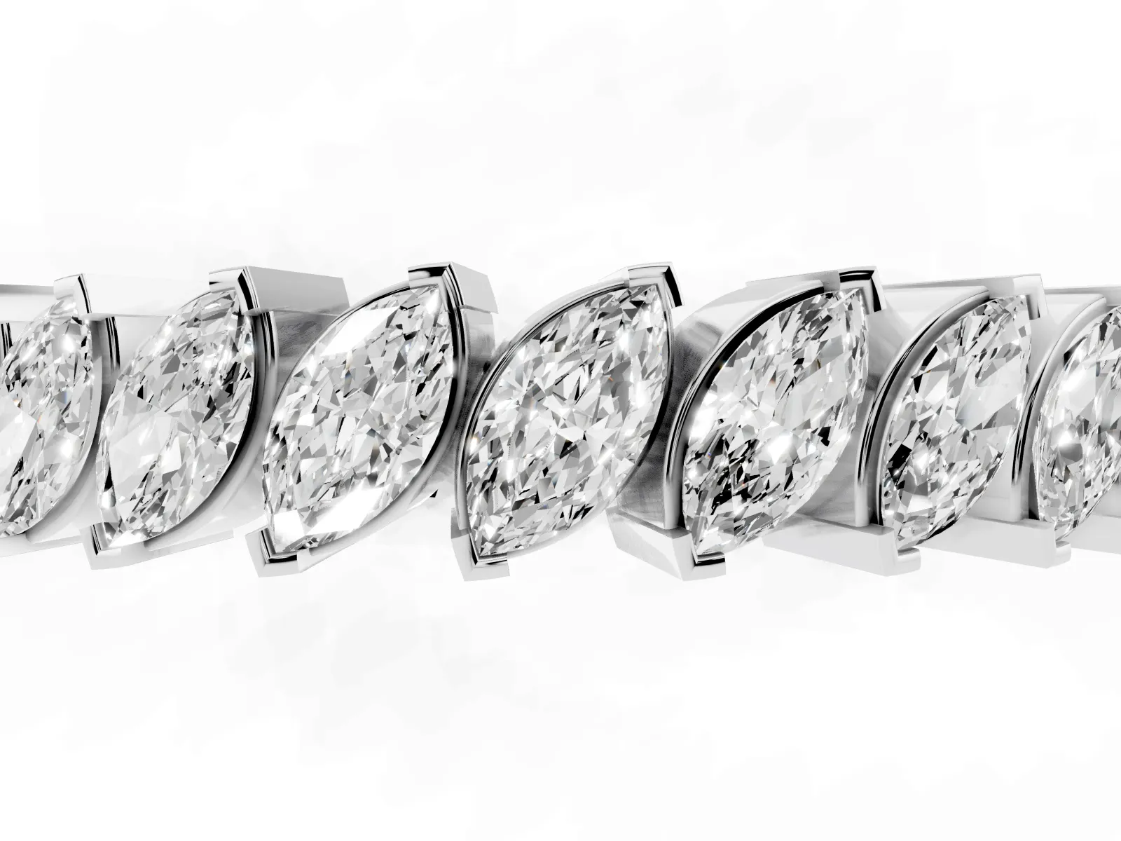 Marquise Diamond Shared Prong Full Eternity Band Platinum