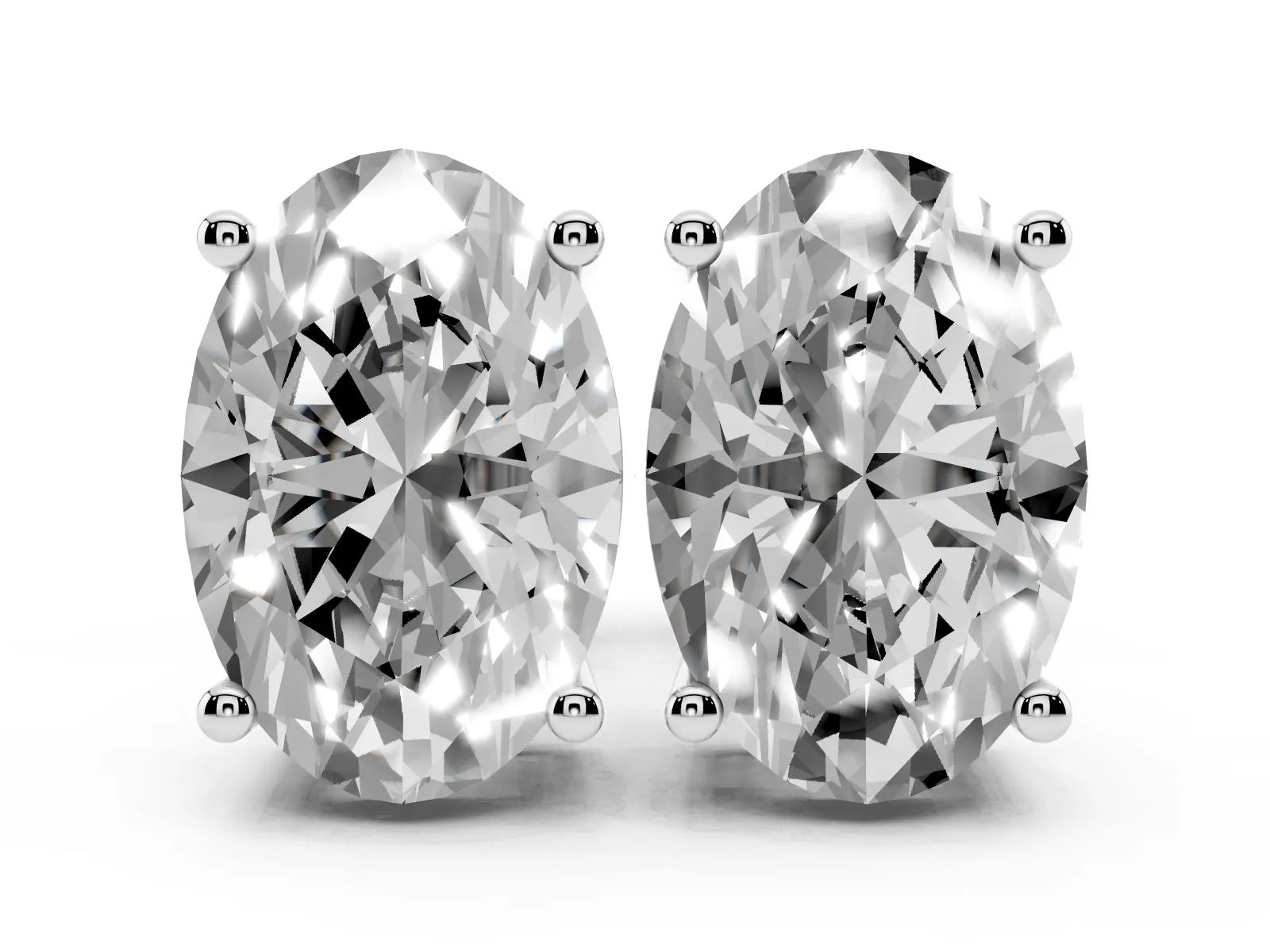 Oval Cut Diamond Stud Earrings Platinum