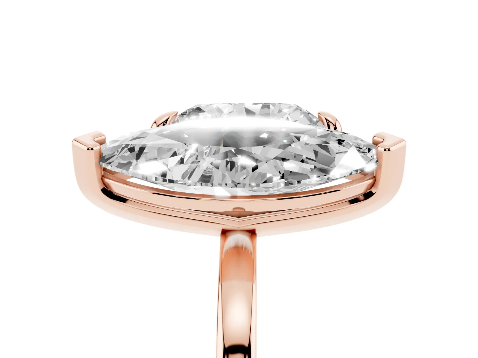 Heart and Marquise Toi Moi Ring with Prong Setting and Micro Pave Band Rose gold