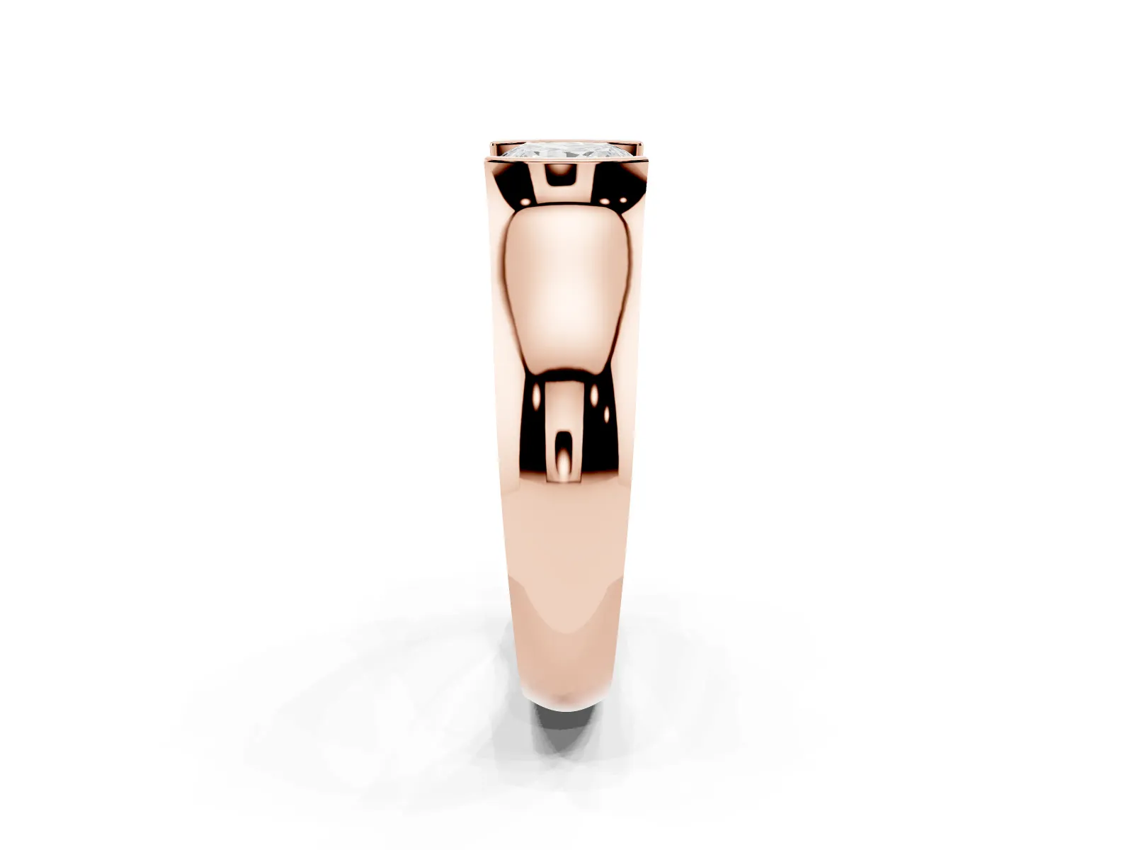 Princess Cut Solitaire Bezel Set Diamond Ring with Wide Band Rose gold