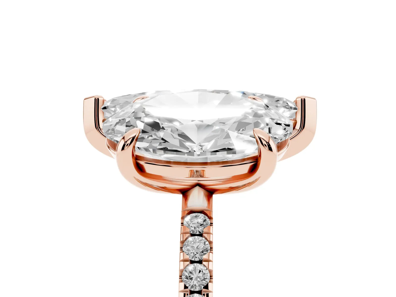 Oval and Marquise Toi Moi Ring with Prong Setting and Pave Band Rose gold