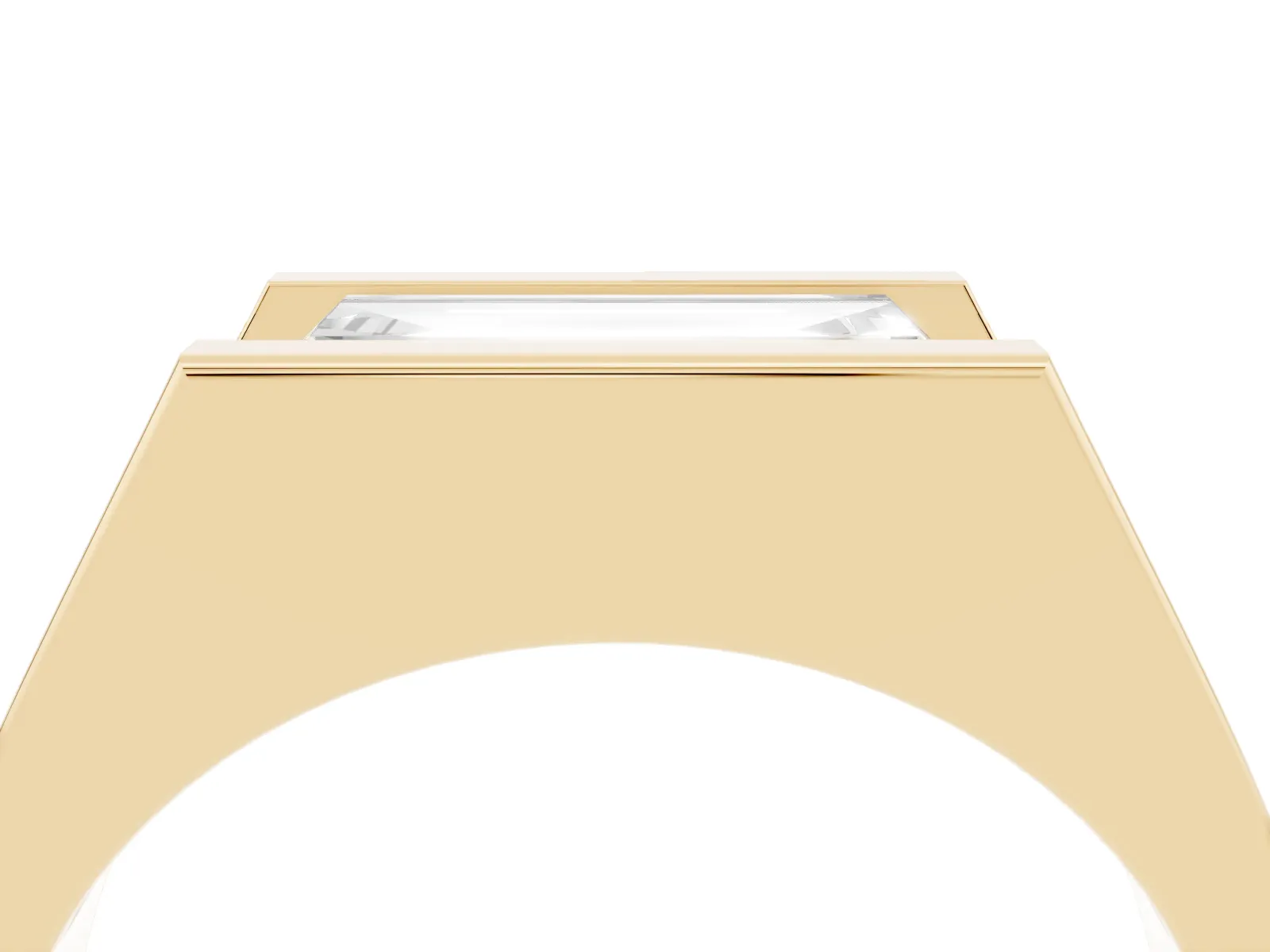Baguette Diamond Geometric Solitaire Ring Yellow gold