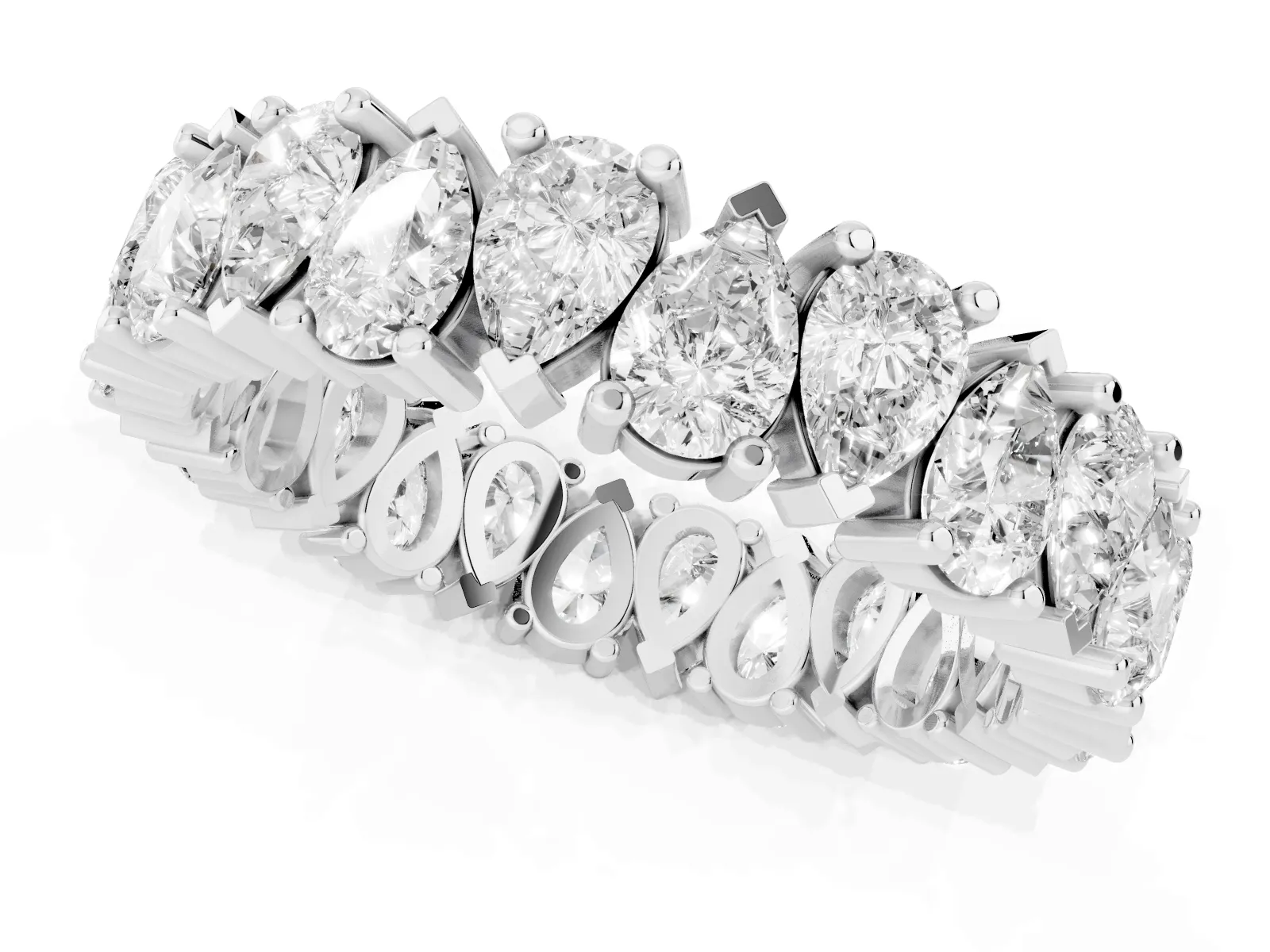 Pear Diamond Shared Prong Eternity Band Platinum