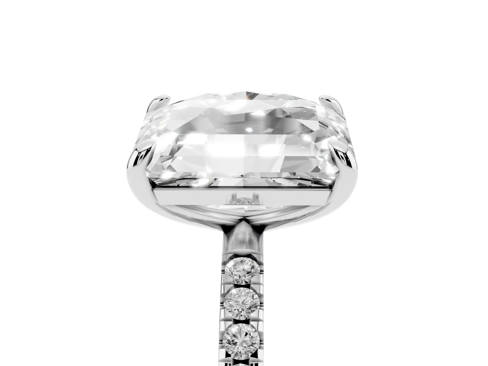 Oval and Radiant Toi Moi Ring with Prong Setting and Pave Band Platinum