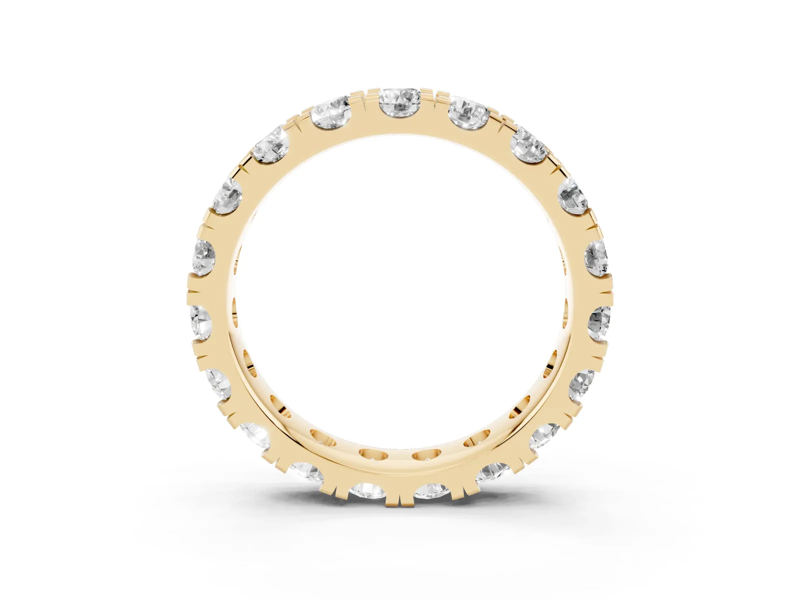 Round Diamond Full Eternity Band with U-Prong Setting Yellow gold