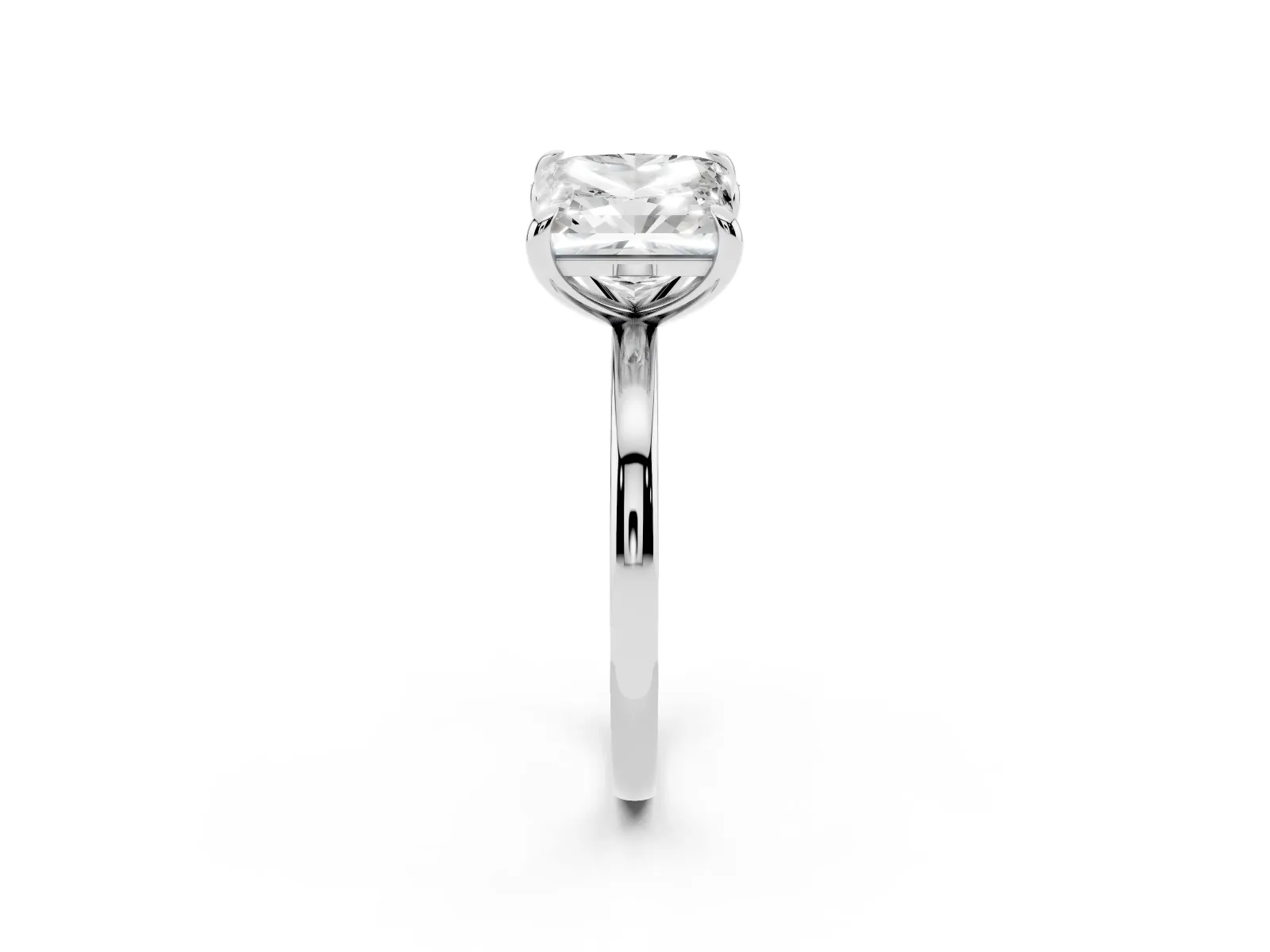 Radiant and Princess Toi Moi Ring with Prong Setting and Plain Band White gold