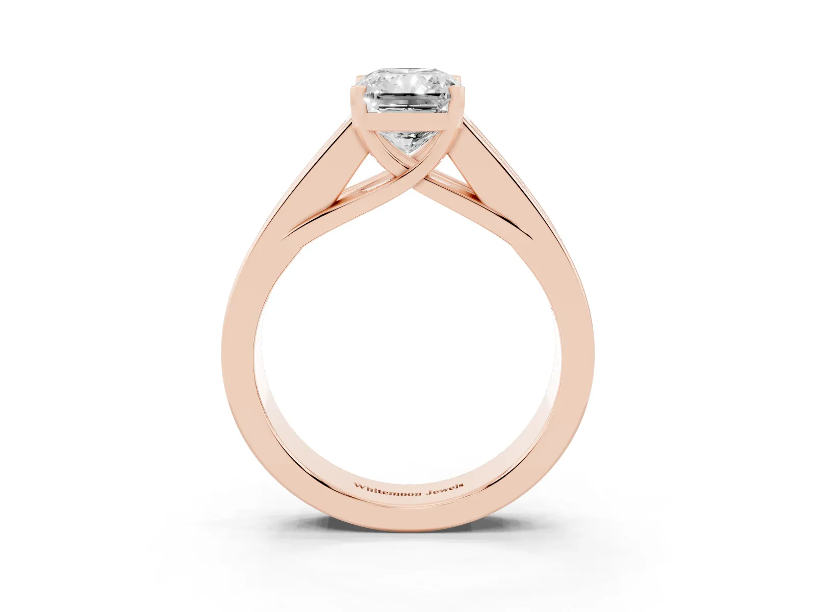 Radiant Cut Cut Channel Set Solitaire Ring with Four-Prong Setting Rose gold