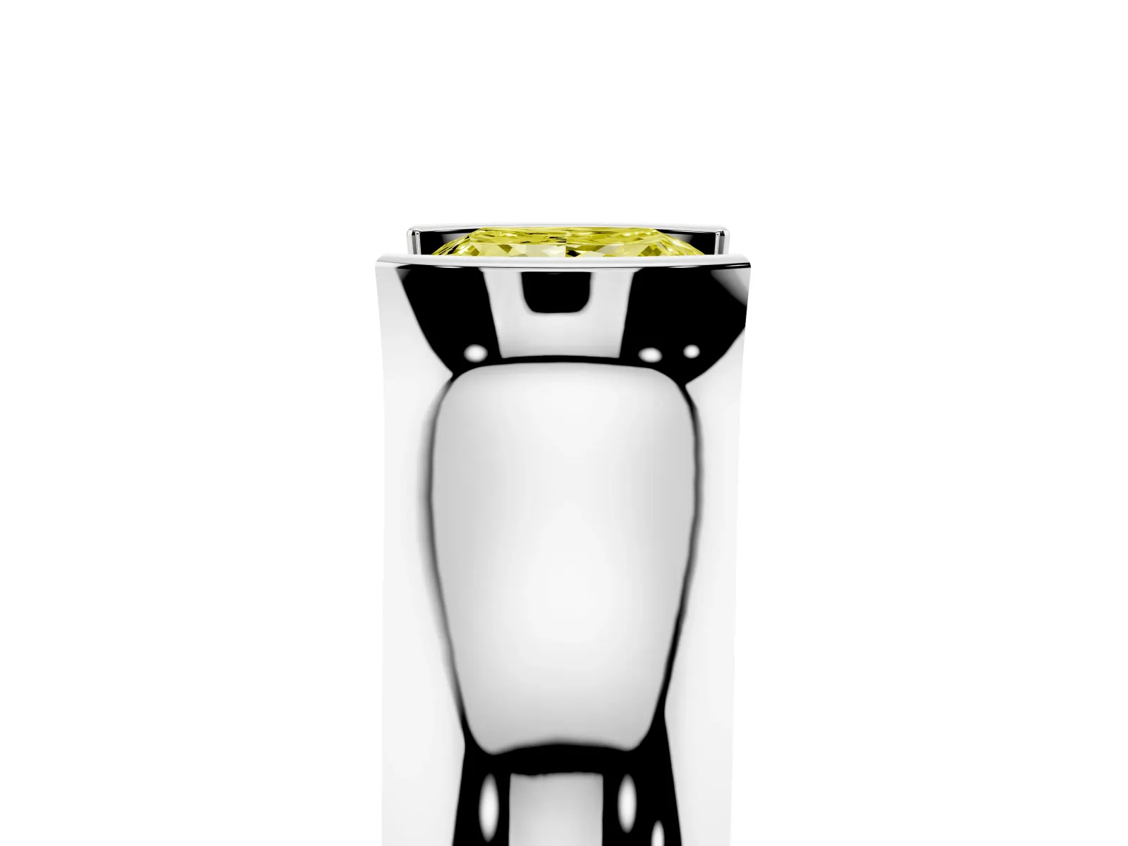 Fancy Yellow Princess Cut Solitaire Bezel Set Diamond Ring with Wide Band White gold