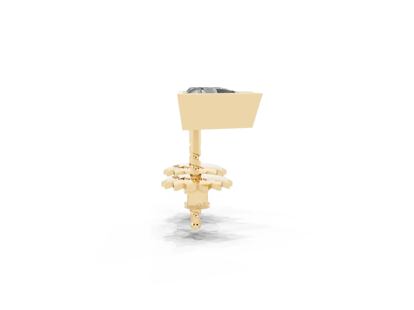 Trillion Diamond Bezel-Set Solitaire Stud Earrings Yellow gold